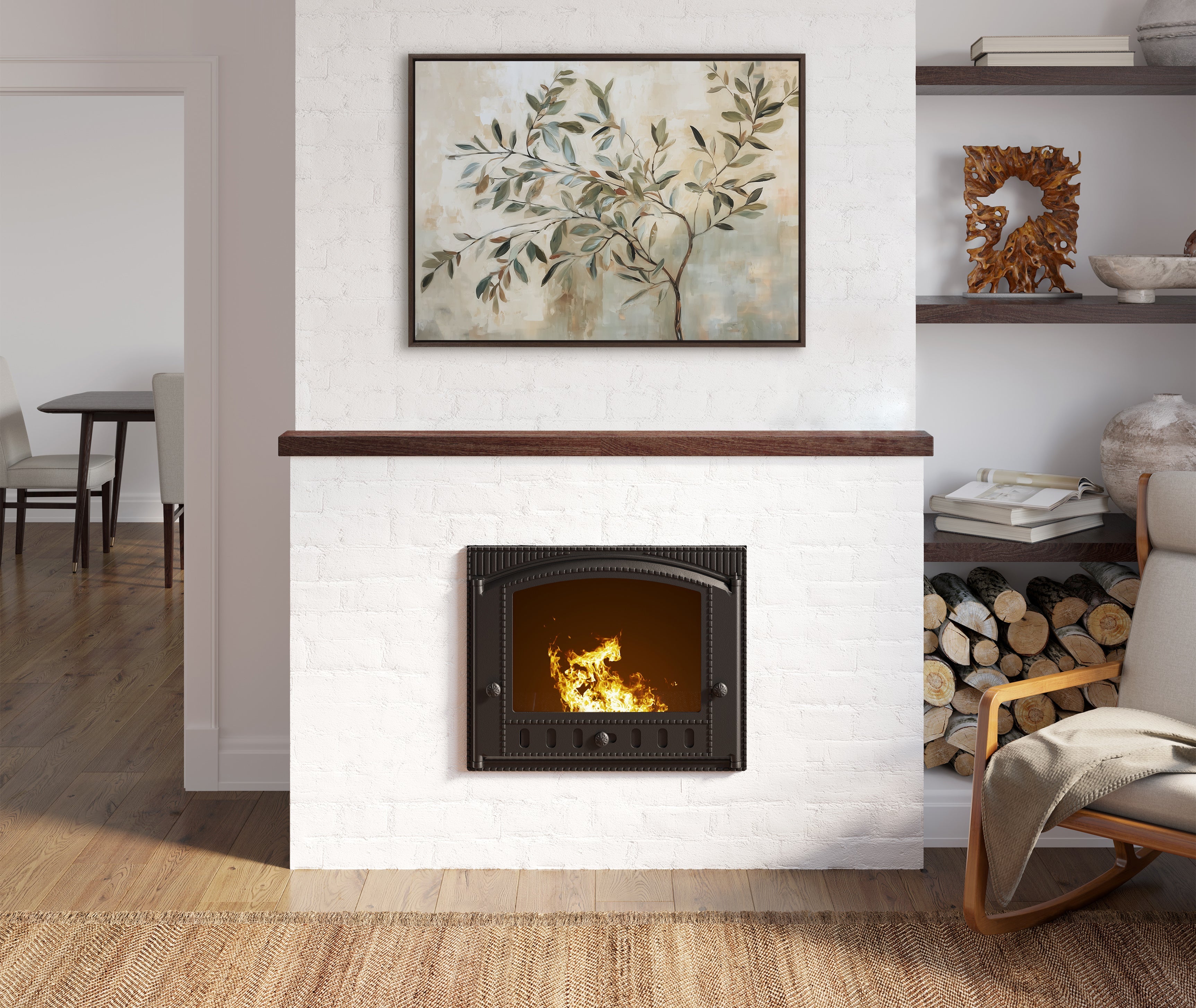 Sylvie Olive Tree Abstract Framed Canvas by The Creative Bunch Studio