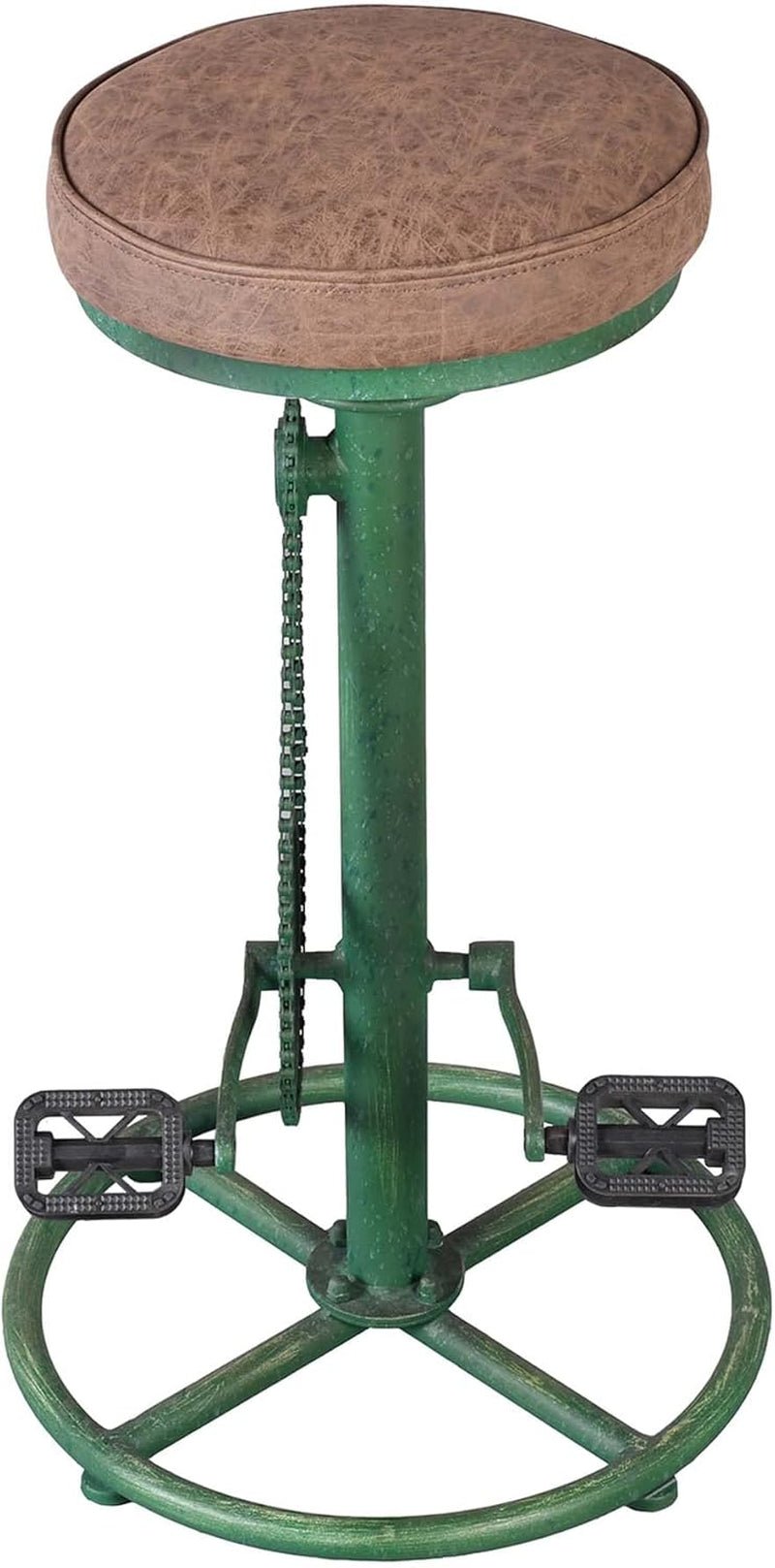 Antique Green Height Adjustable Bar Stool Set Of 2 With Bicycle Wheel Design