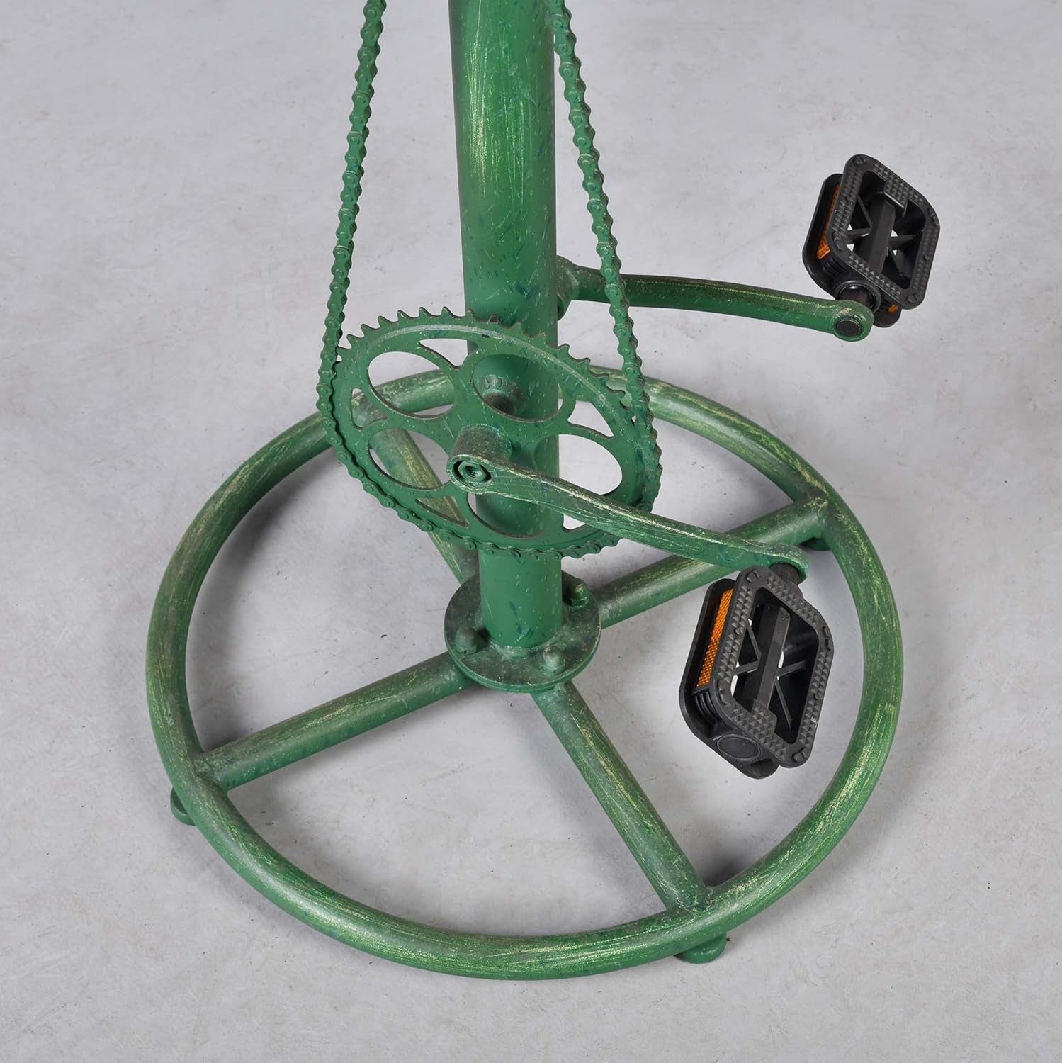 Antique Green Height Adjustable Bar Stool Set Of 2 With Bicycle Wheel Design