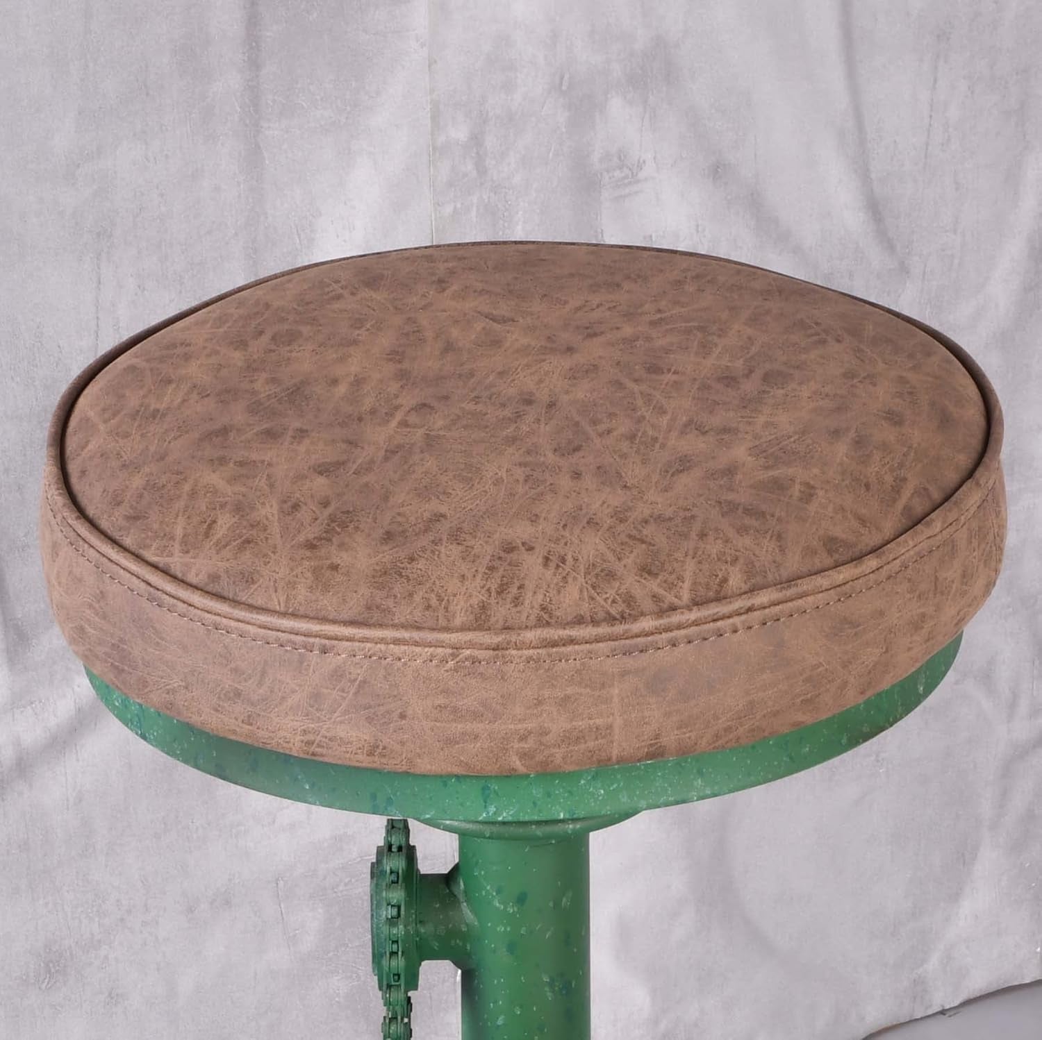 Antique Green Height Adjustable Bar Stool Set Of 2 With Bicycle Wheel Design