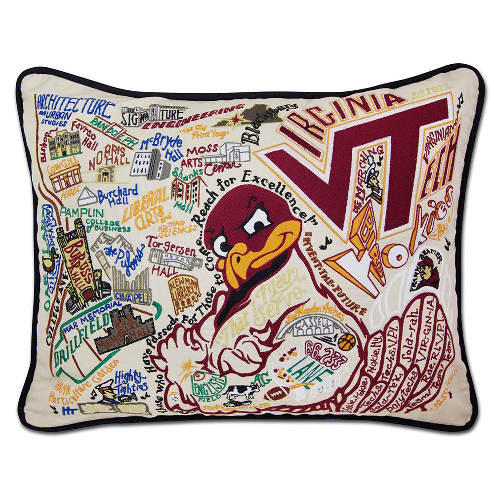 Virginia Tech Collegiate Hand-Embroidered Pillow-0