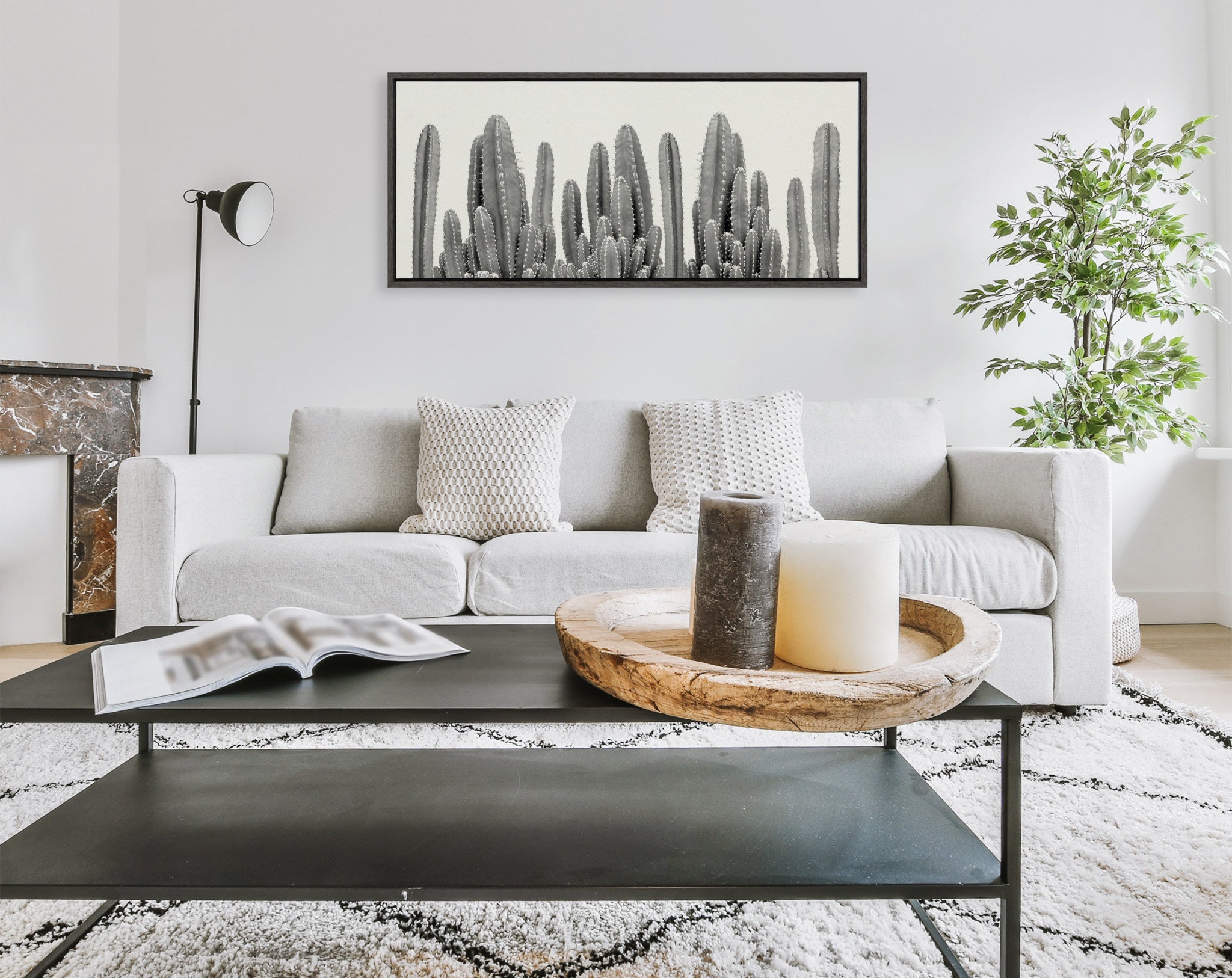 Sylvie Looking Sharp Cactus Garden Framed Canvas by The Creative Bunch Studio