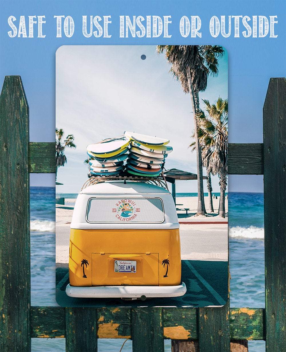 Volkswagen California Dreamin Surf Van - Metal Sign
