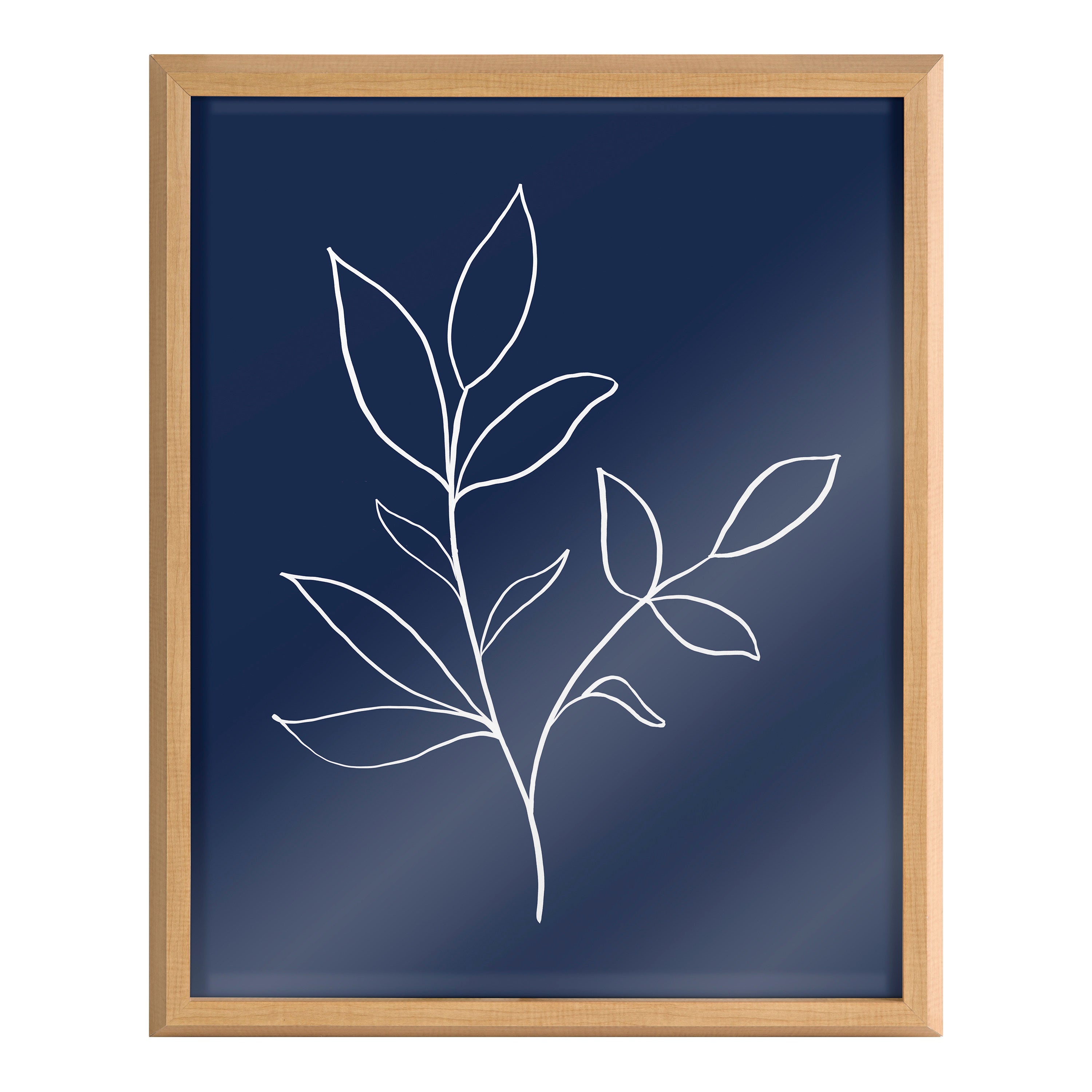 Blake Modern Blue Botanical Line Sketch Print 2 Framed Printed Glass by The Creative Bunch Studio