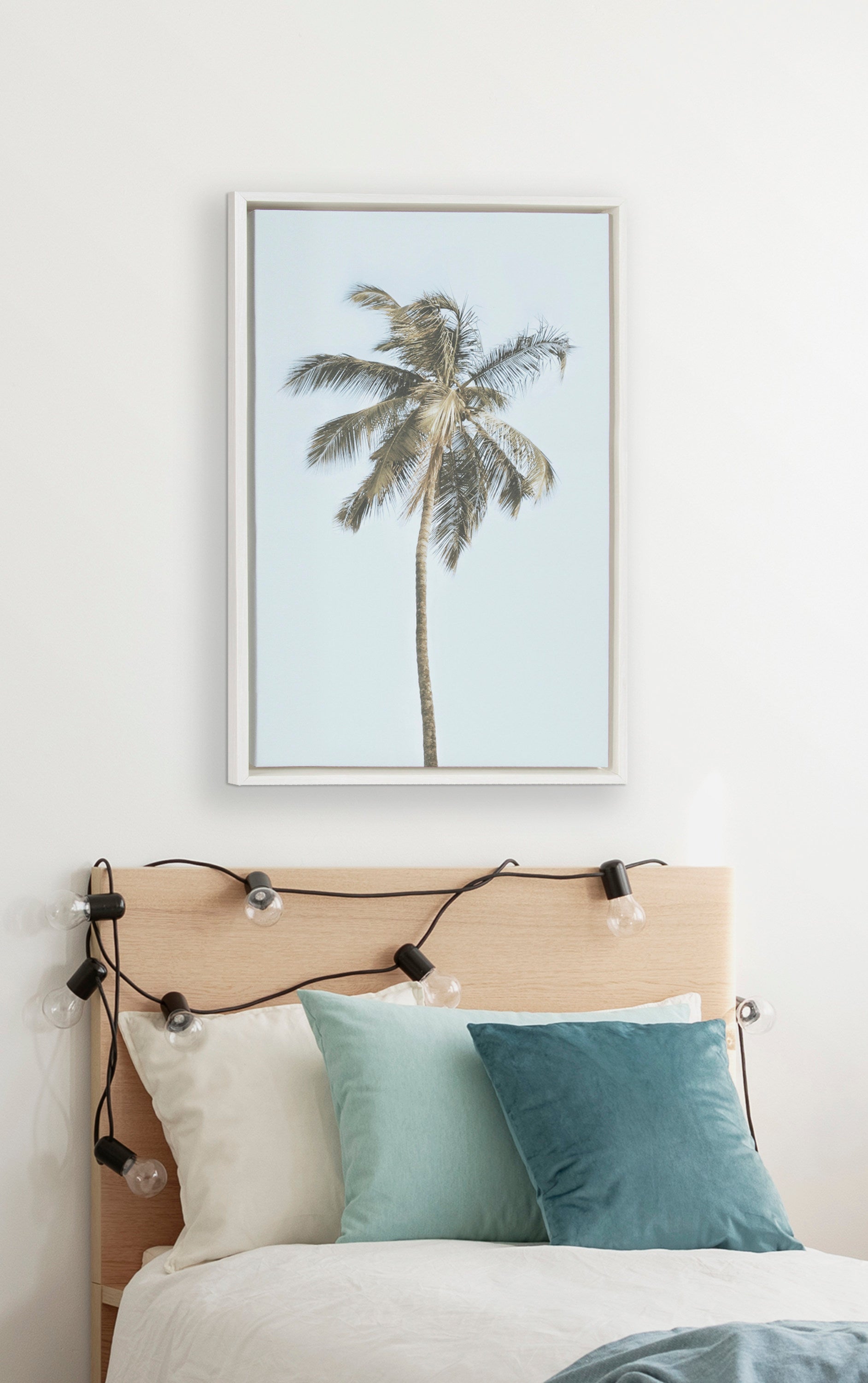 Sylvie One Coconut Palm Tree Framed Canvas by The Creative Bunch Studio