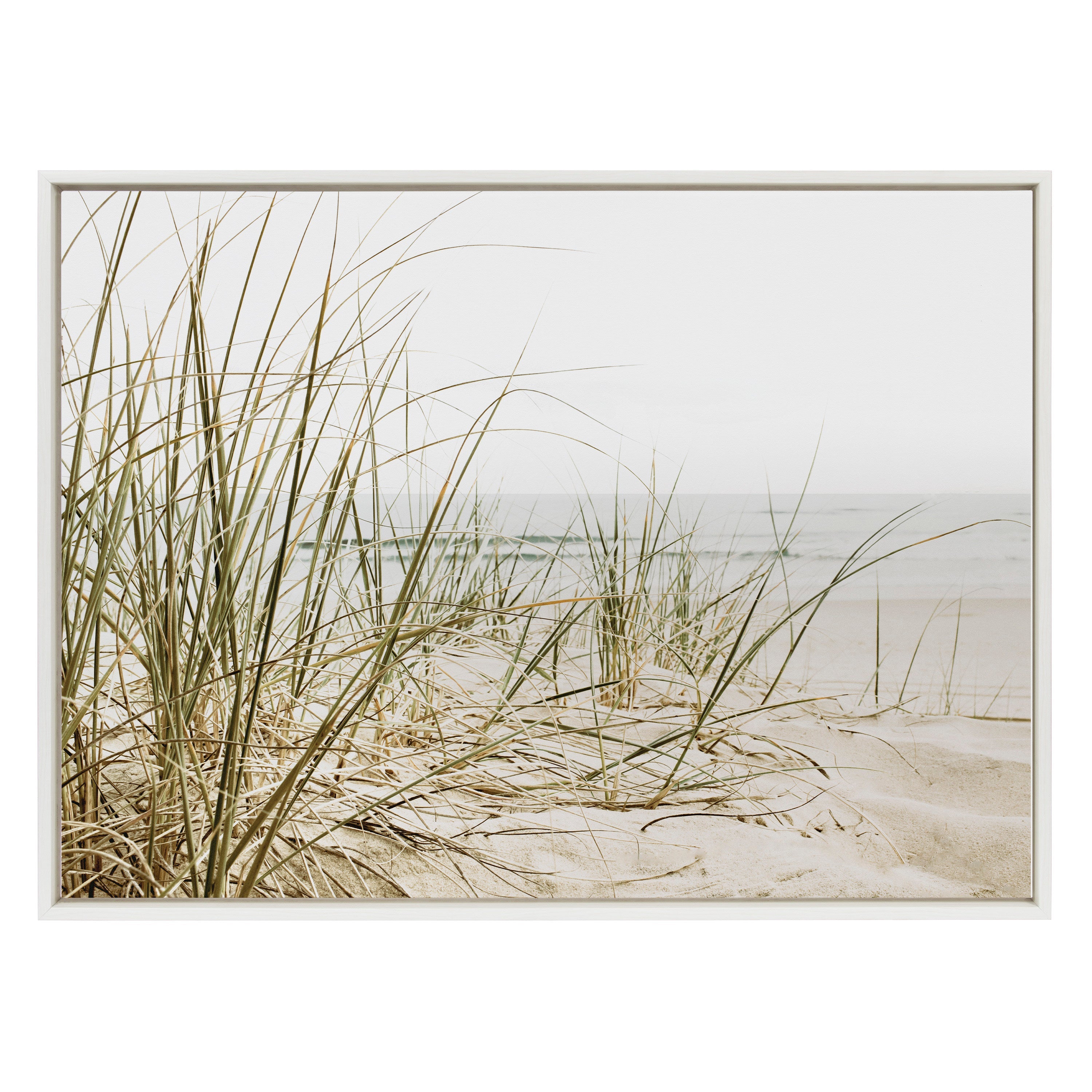 Sylvie Calming Beach Grass Framed Canvas by The Creative Bunch Studio
