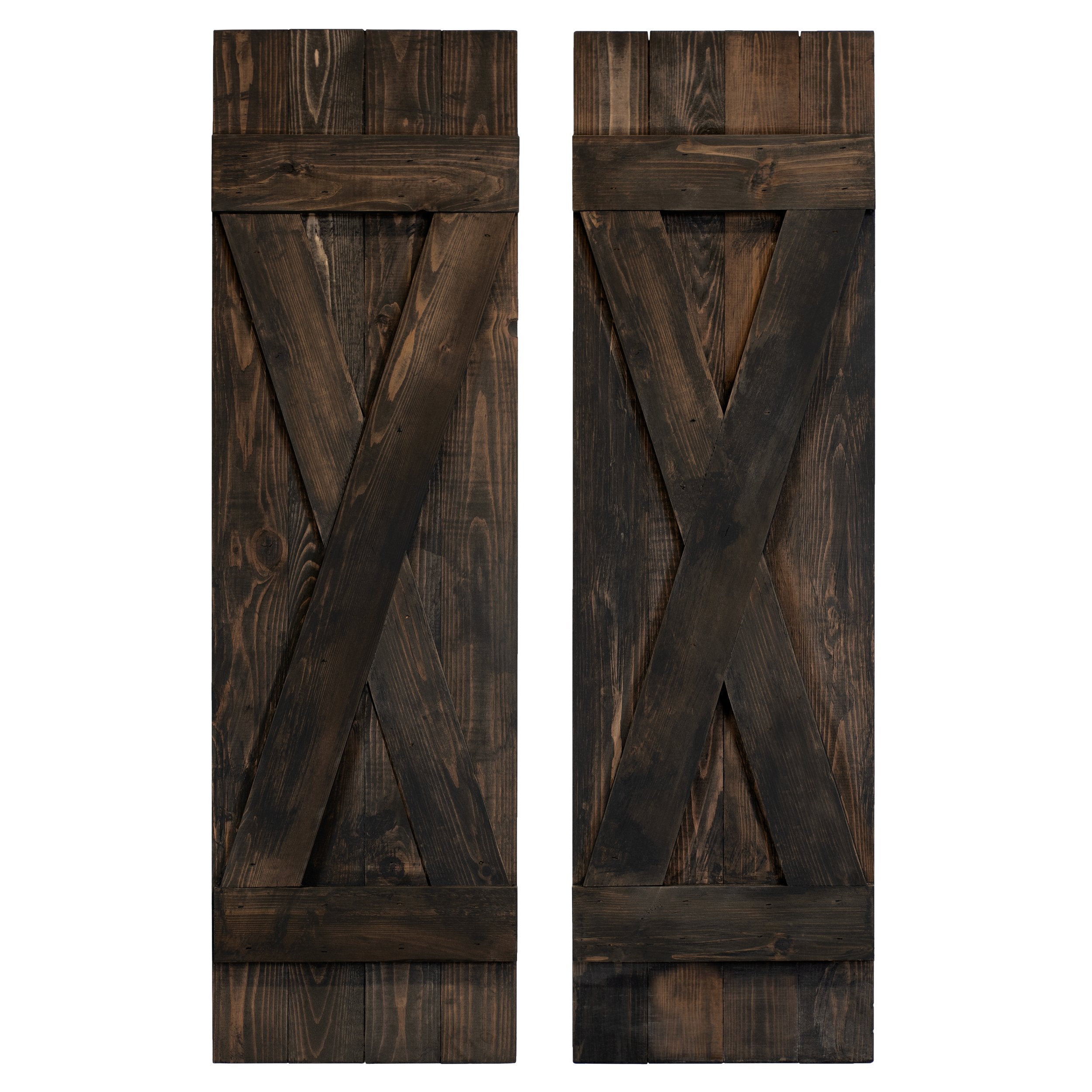 X-Bar Exterior Wood Shutters - Cedar - Set of 2
