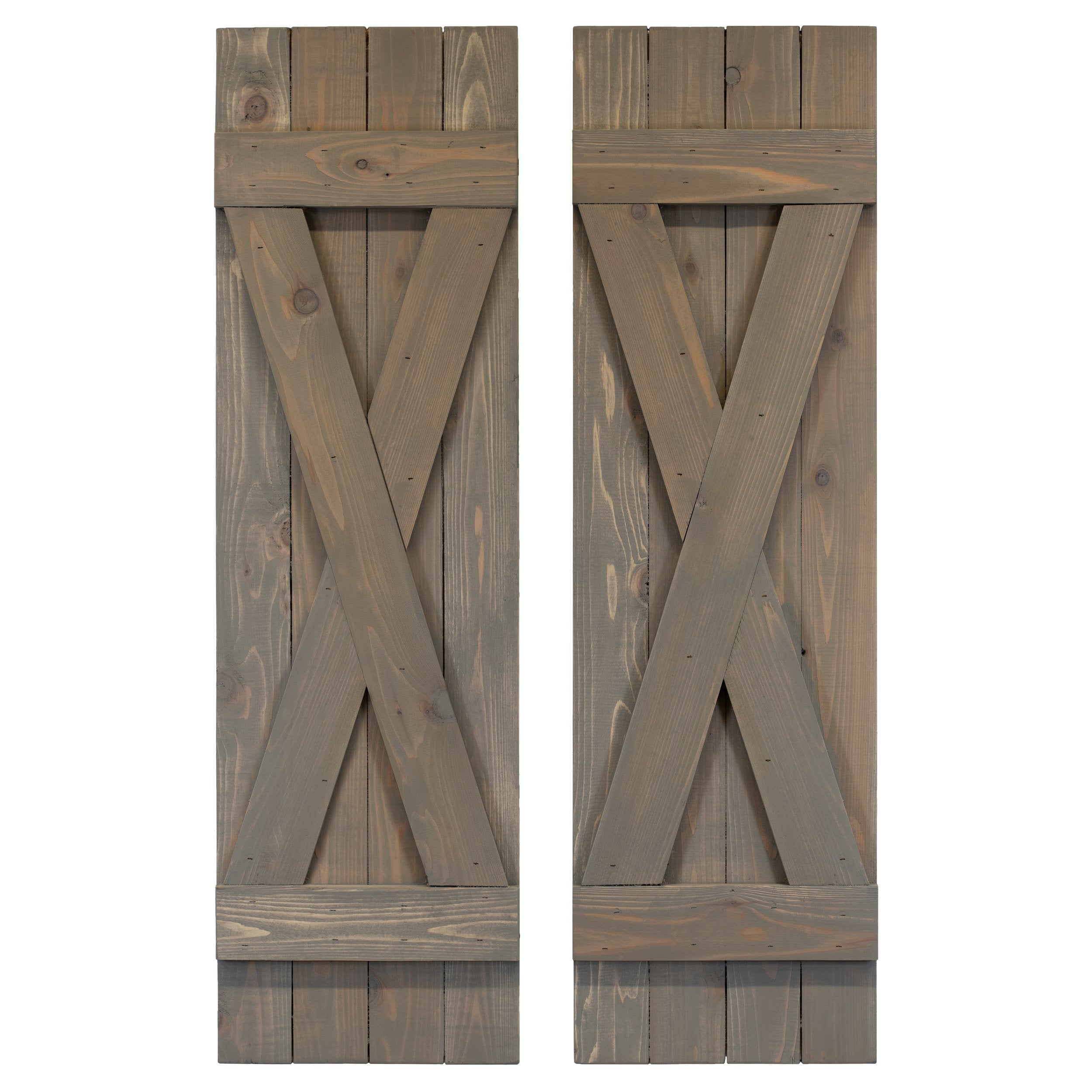 X-Bar Exterior Wood Shutters - Cedar - Set of 2