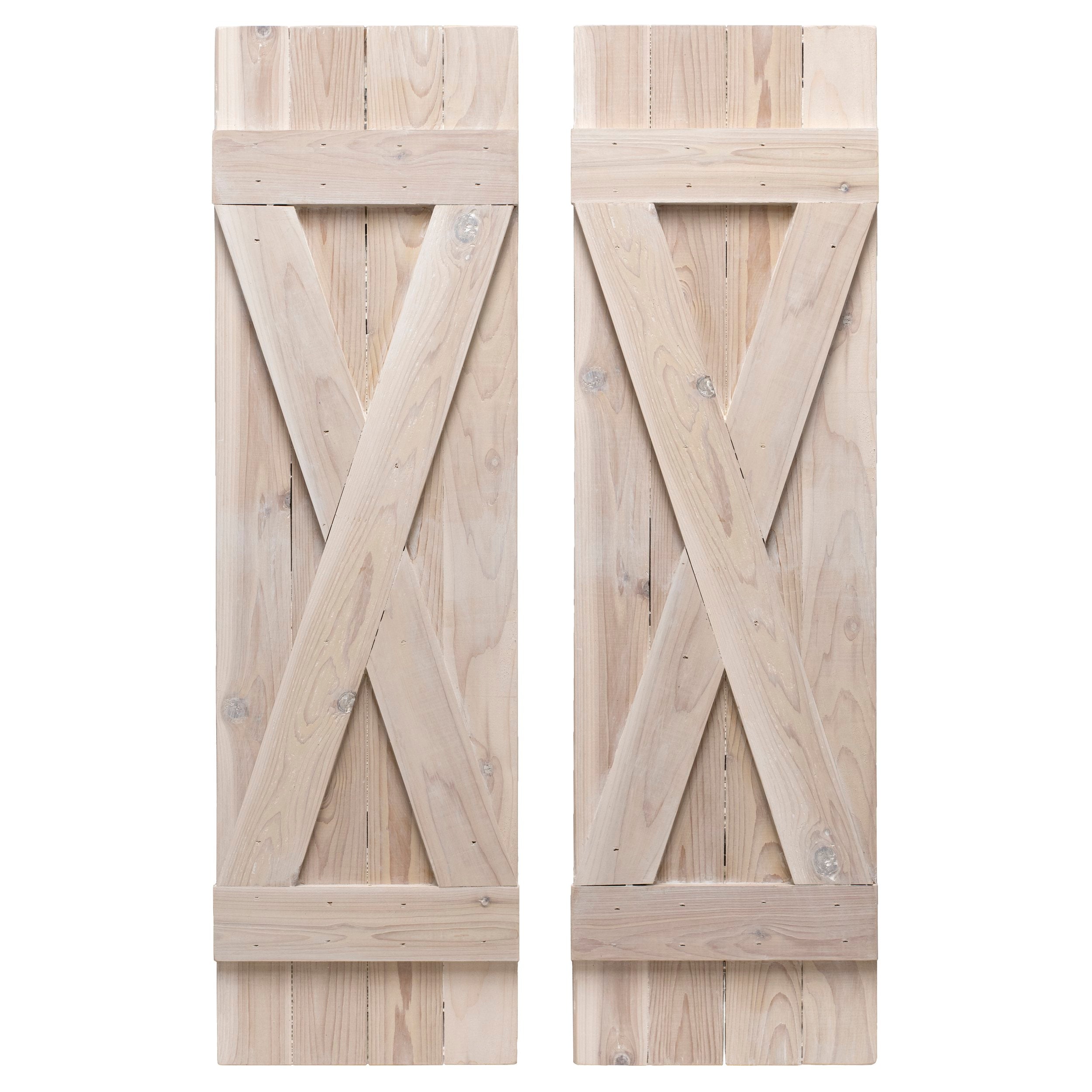 X-Bar Exterior Wood Shutters - Cedar - Set of 2