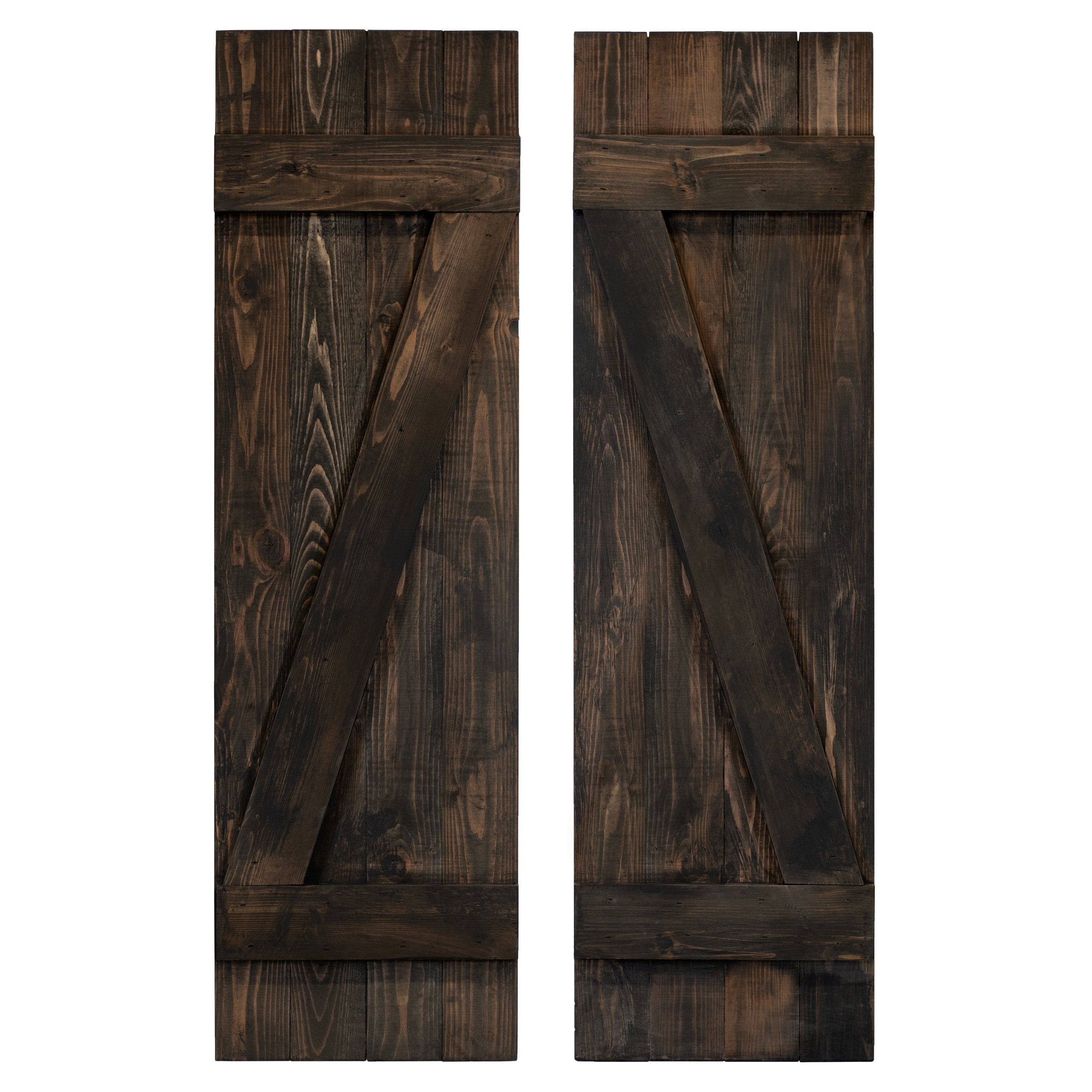 Z-Bar Exterior Wood Shutters - Cedar - Set of 2
