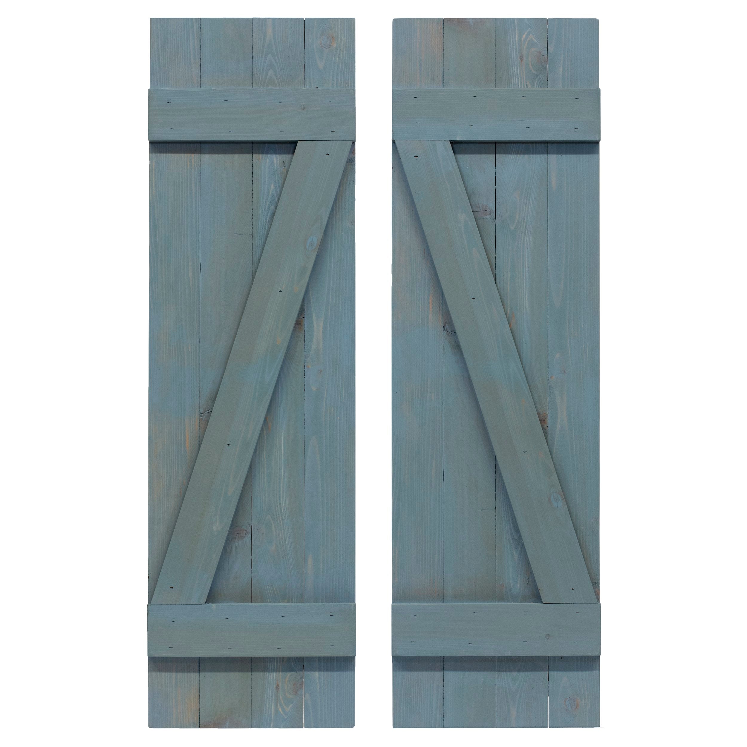 Z-Bar Exterior Wood Shutters - Cedar - Set of 2