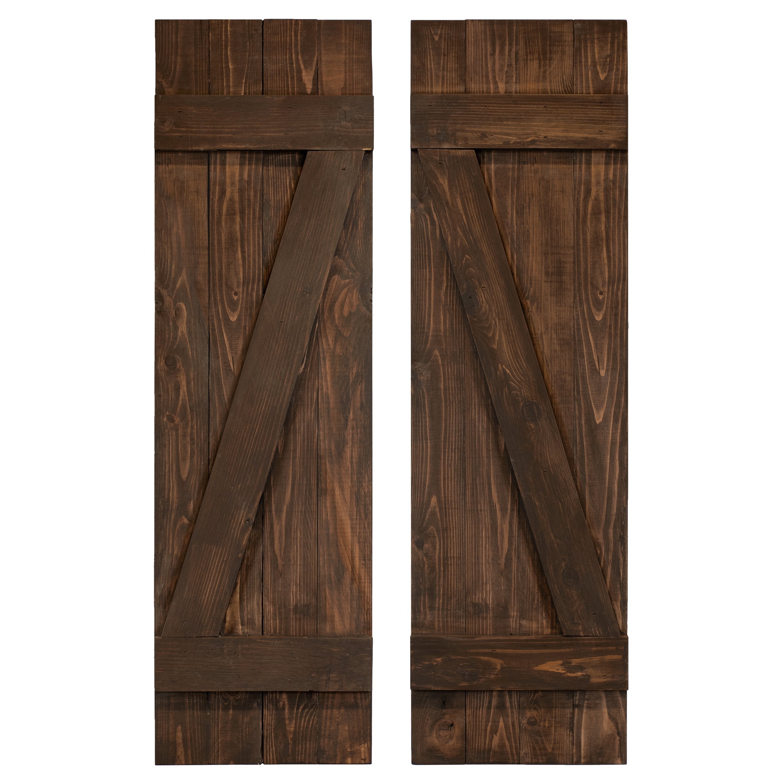 Z-Bar Exterior Wood Shutters - Cedar - Set of 2