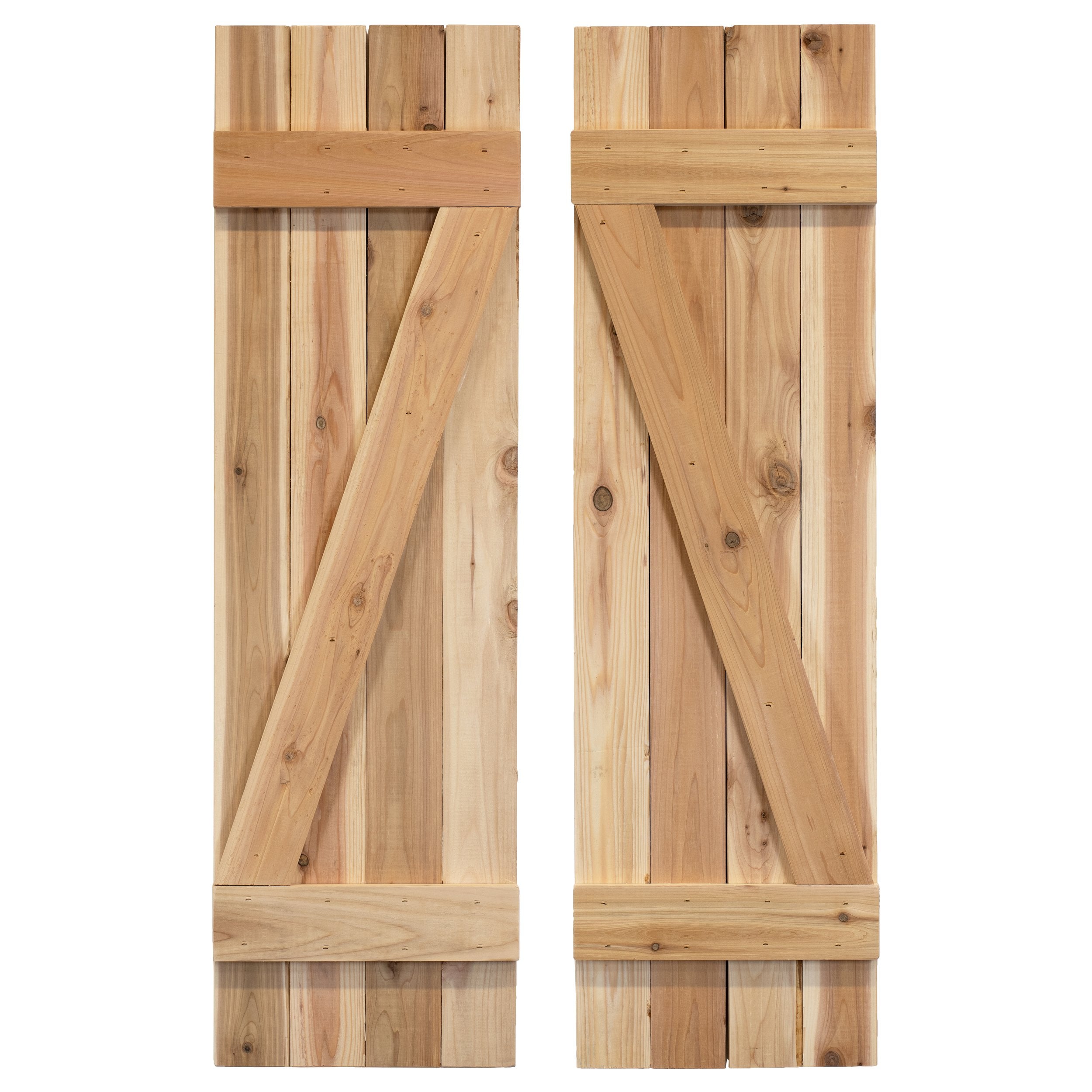 Z-Bar Exterior Wood Shutters - Cedar - Set of 2