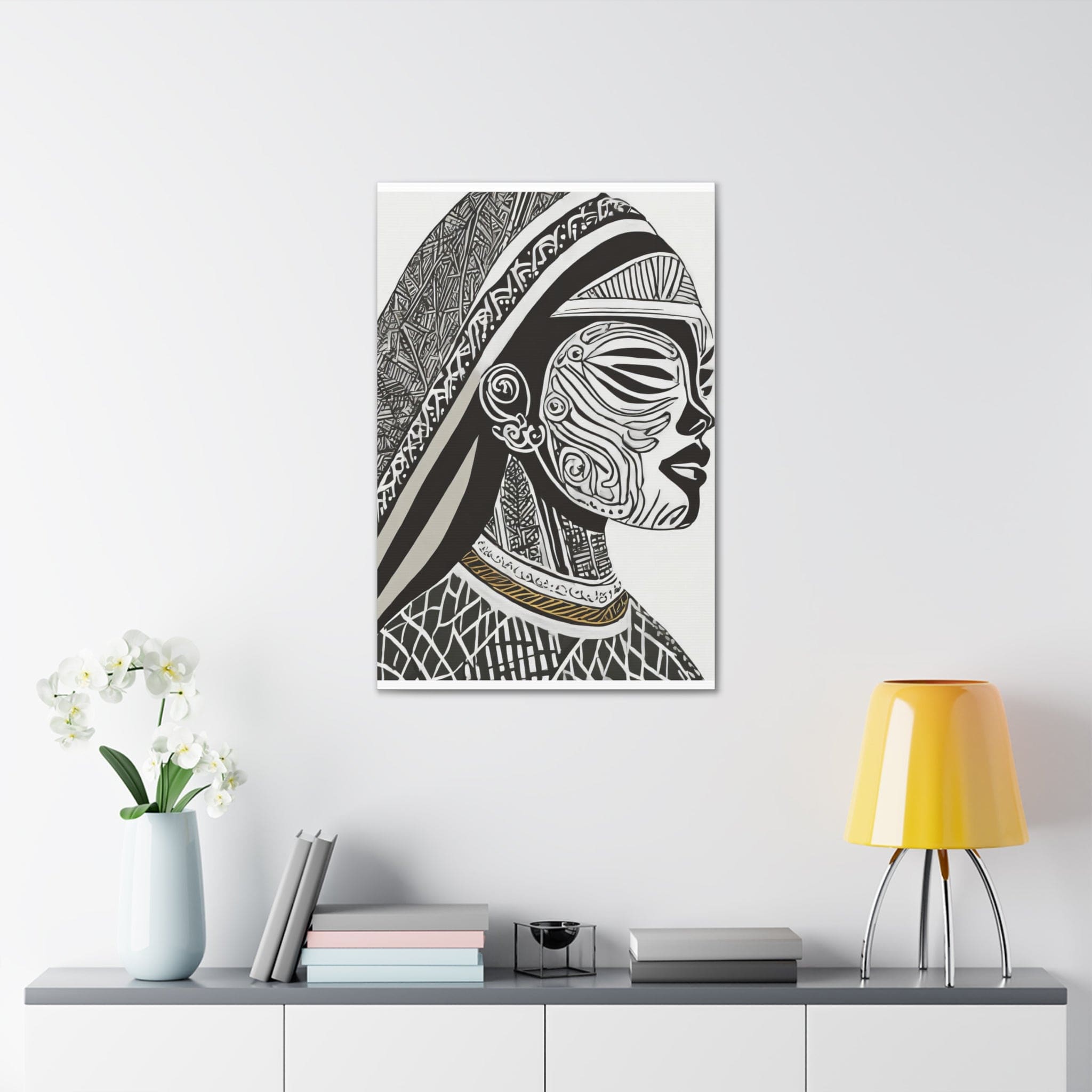 Wall Art Decor, Canvas Print Artwork, Female Black Line Art Print 95511-7