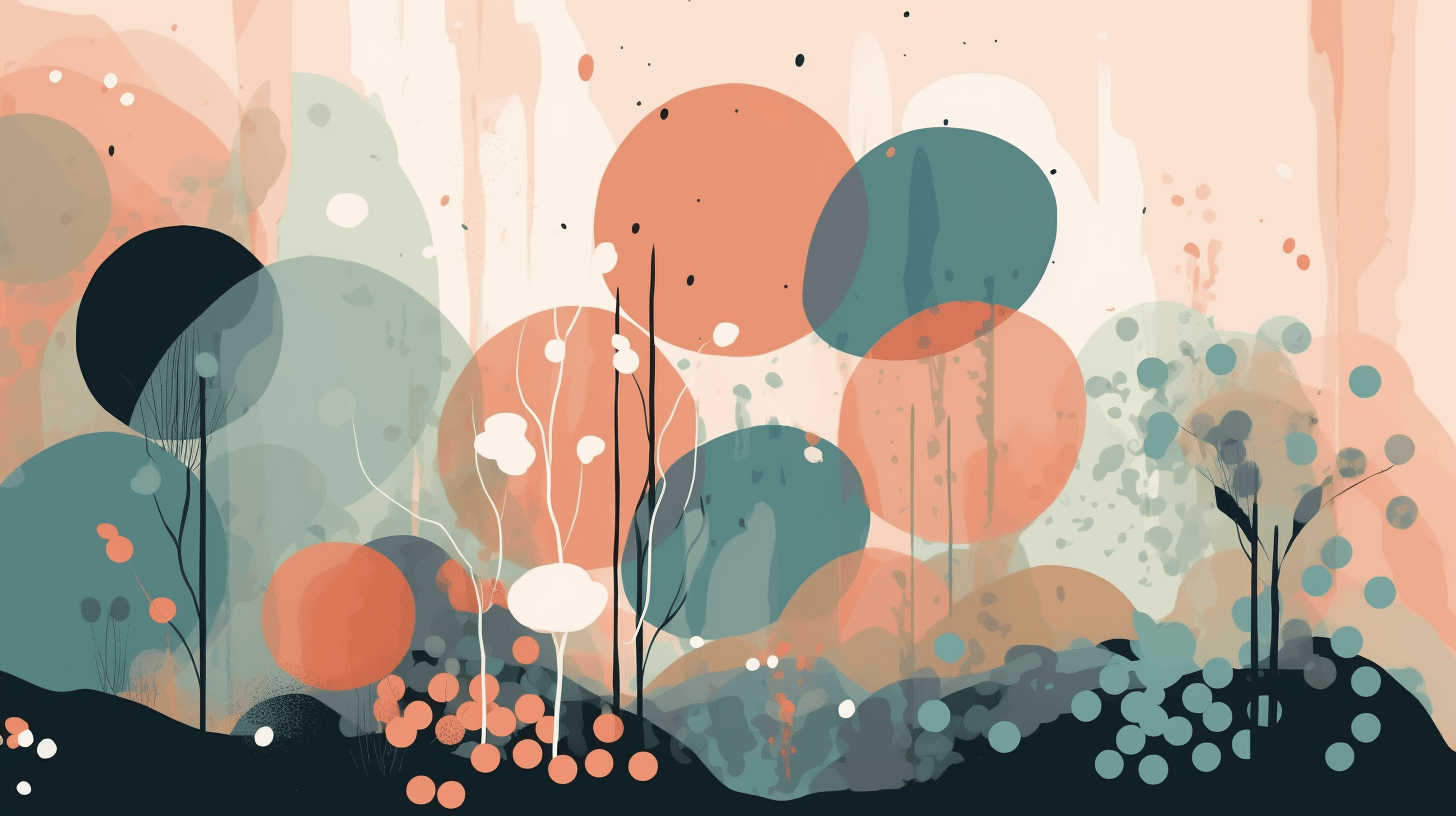 Atmospheric Landscape Water Droplets and Circles Vector Mural-0