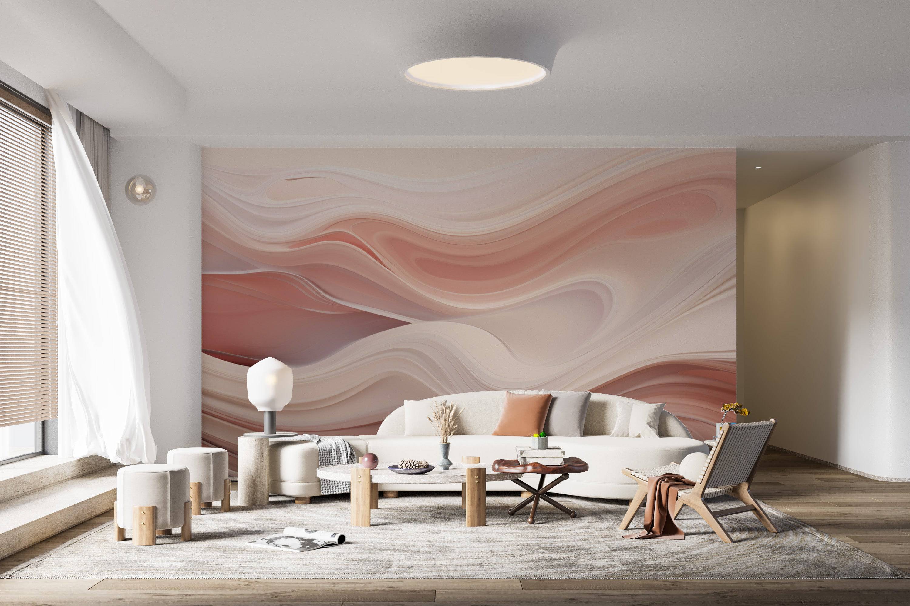 Layered translucency rippled wave wallpaper mural-2