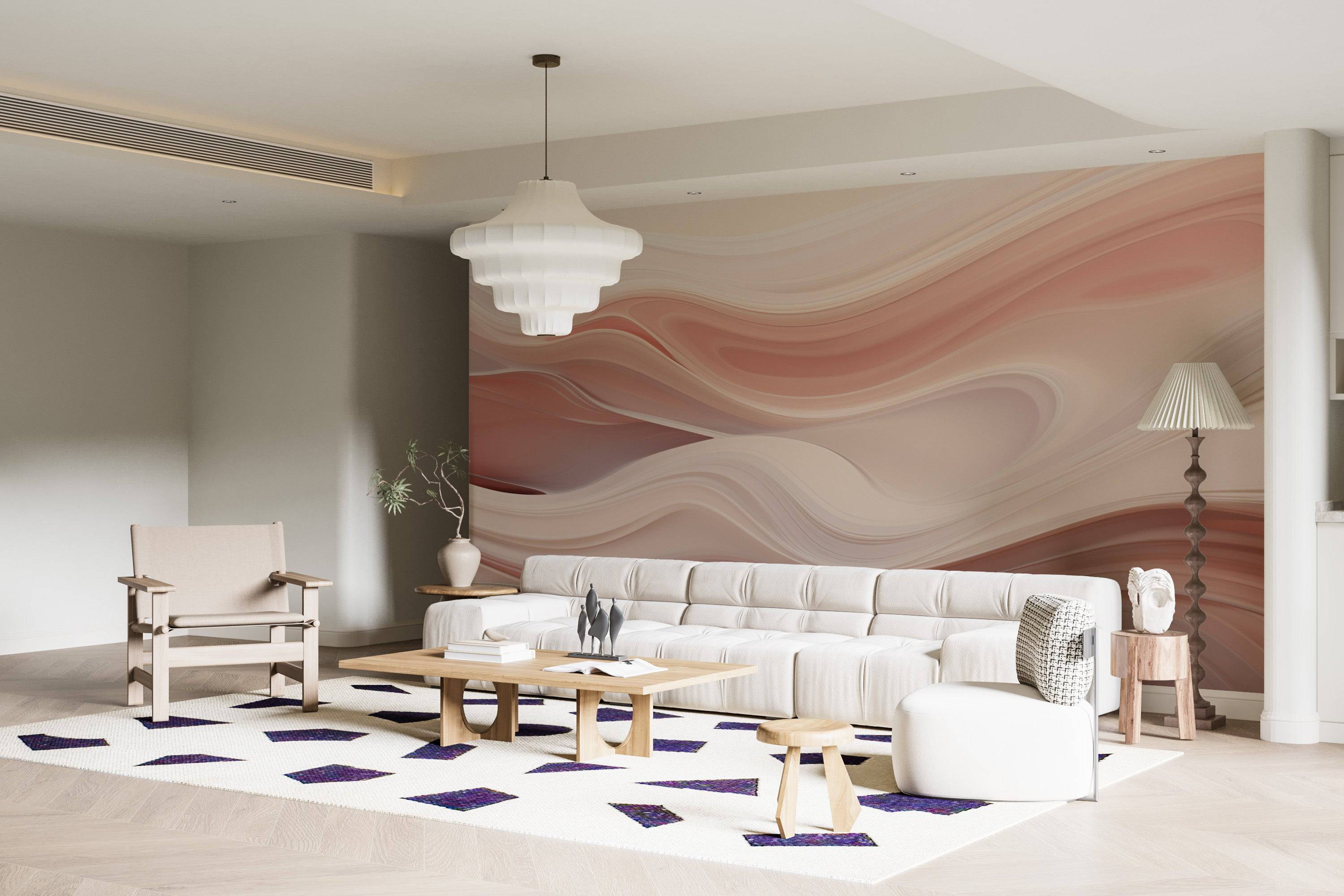 Layered translucency rippled wave wallpaper mural-3