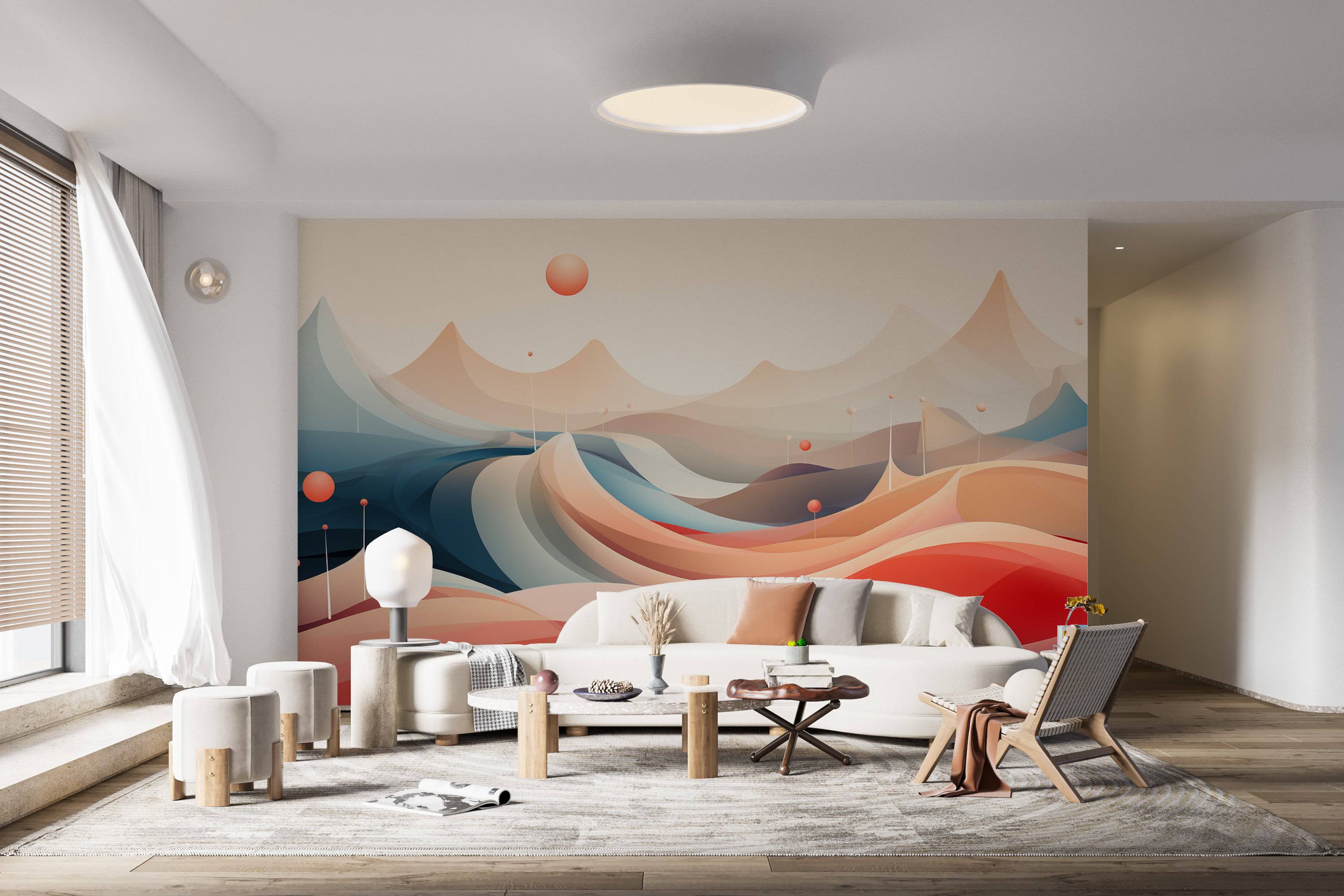 Mountain and Waves Abstract Mural-2