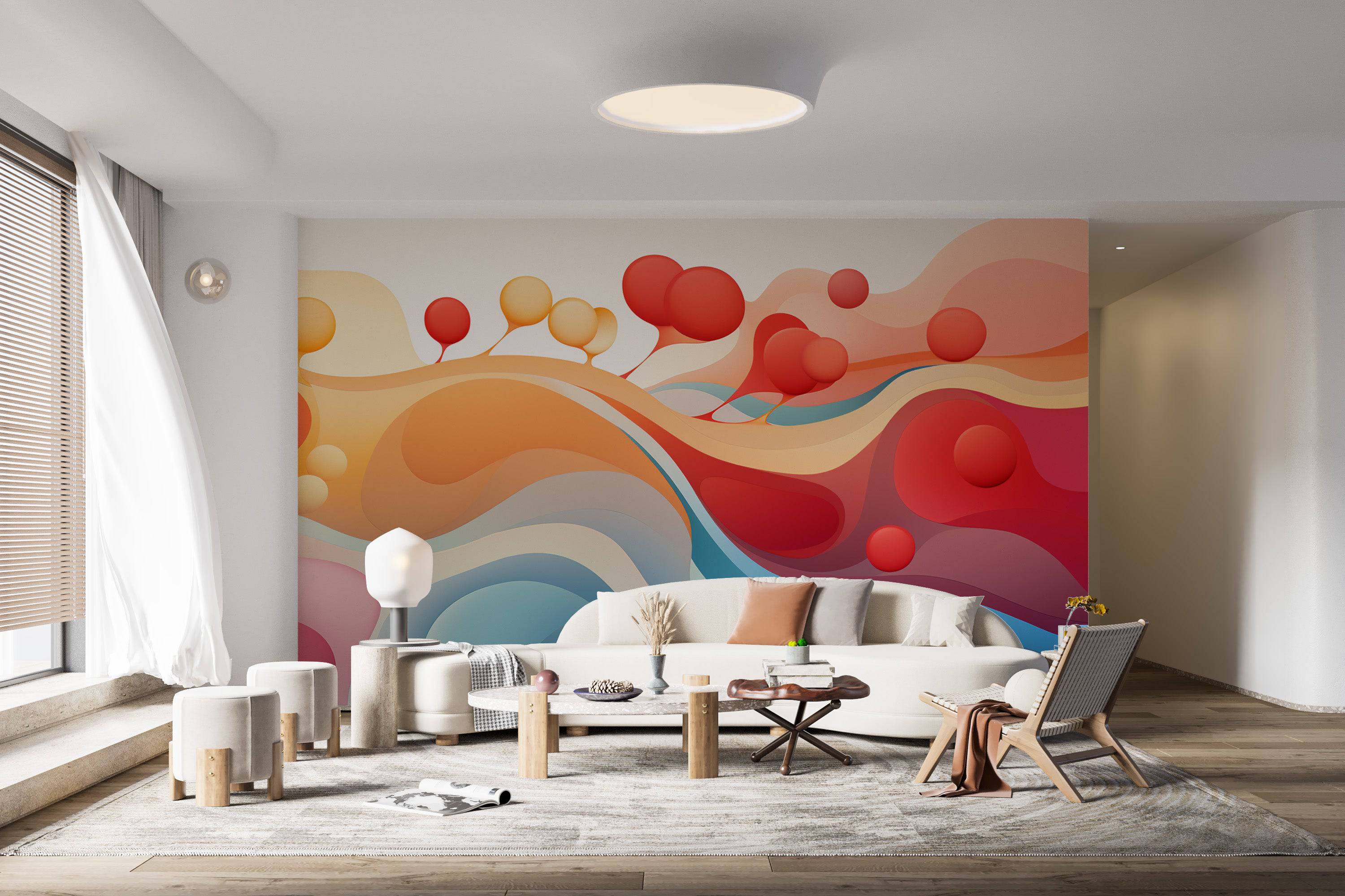 Romantic Landscapes: Abstract Wavy Colored Mural-2