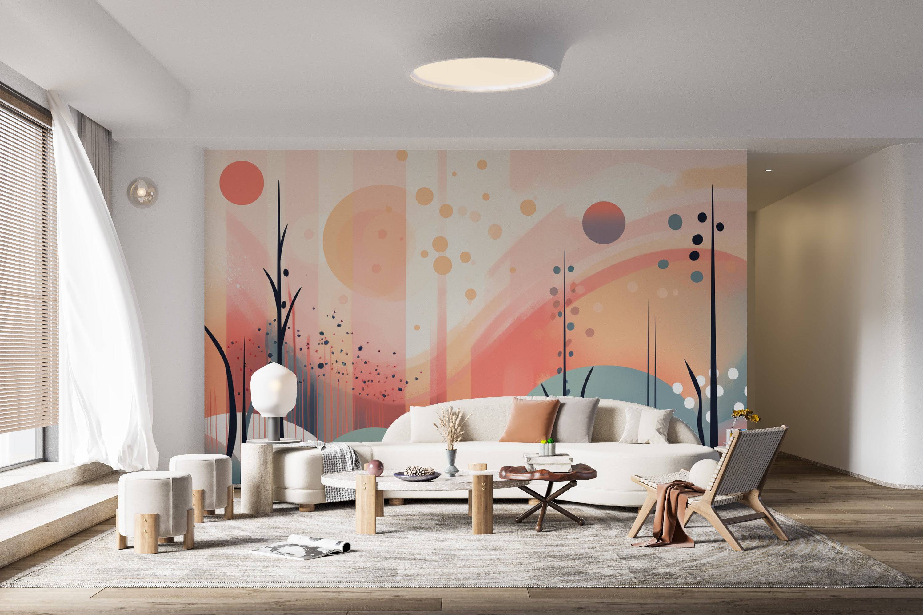 Scenic Forest and Modern Abstract Wall Mural-2