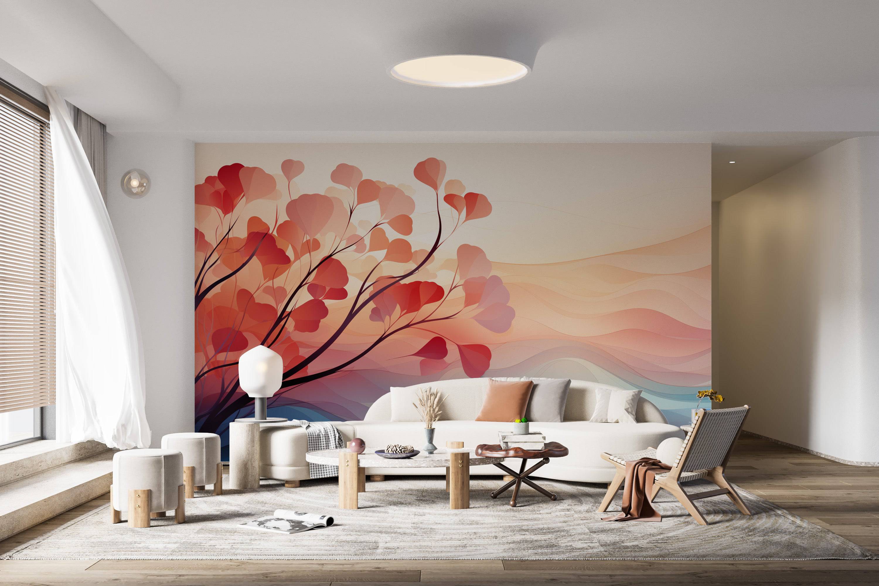 Serene Abstract Tree Landscape Wall Mural-2