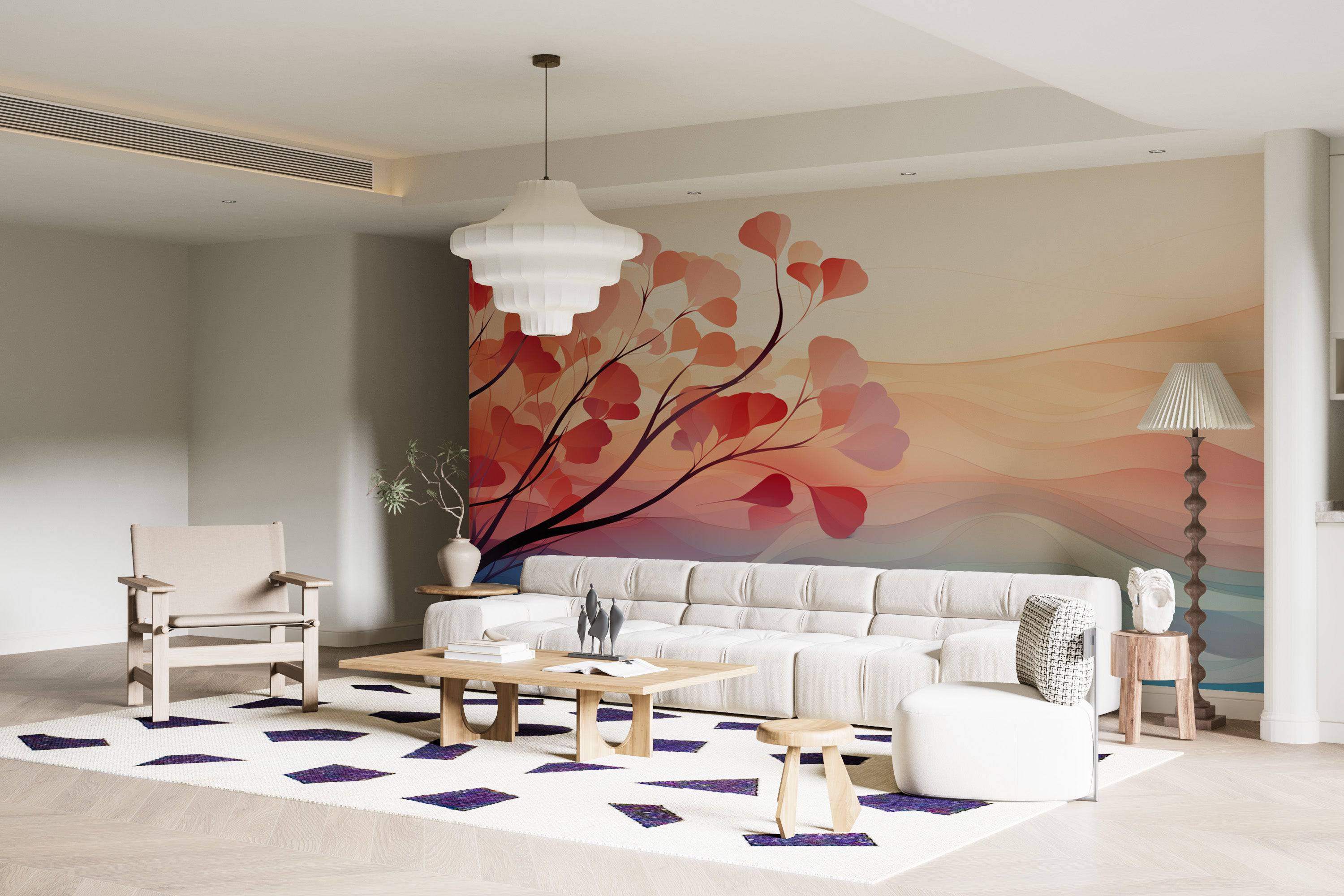 Serene Abstract Tree Landscape Wall Mural-3