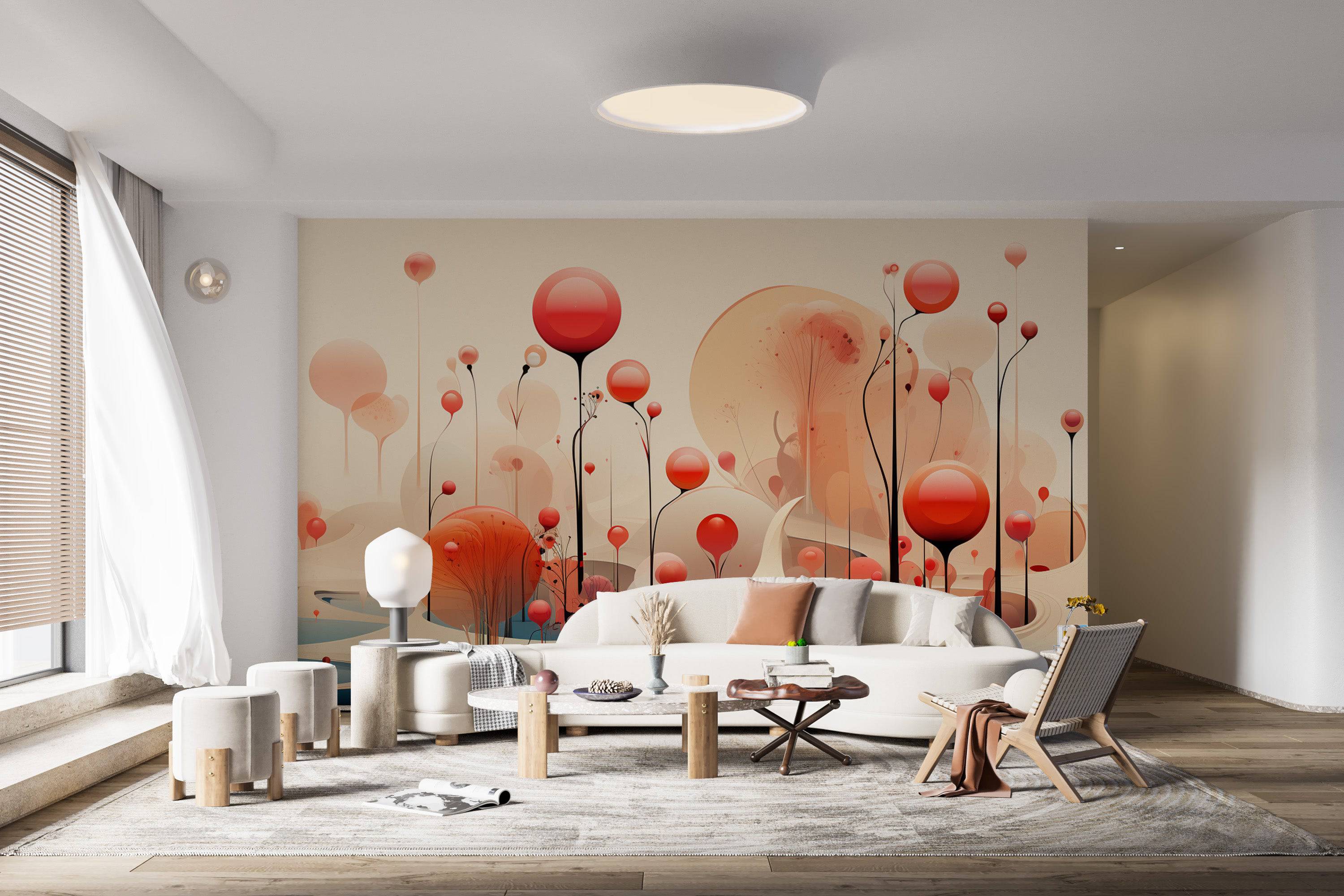 Serene Balloon and Water Doodle Mural-3