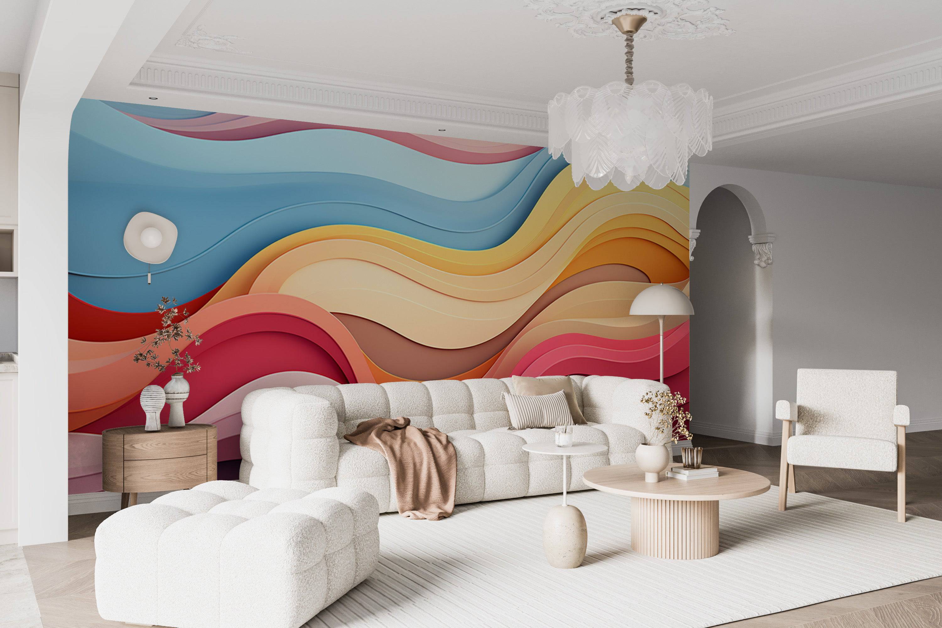 Vibrant Rainbow Wave Abstract Wall Mural-2