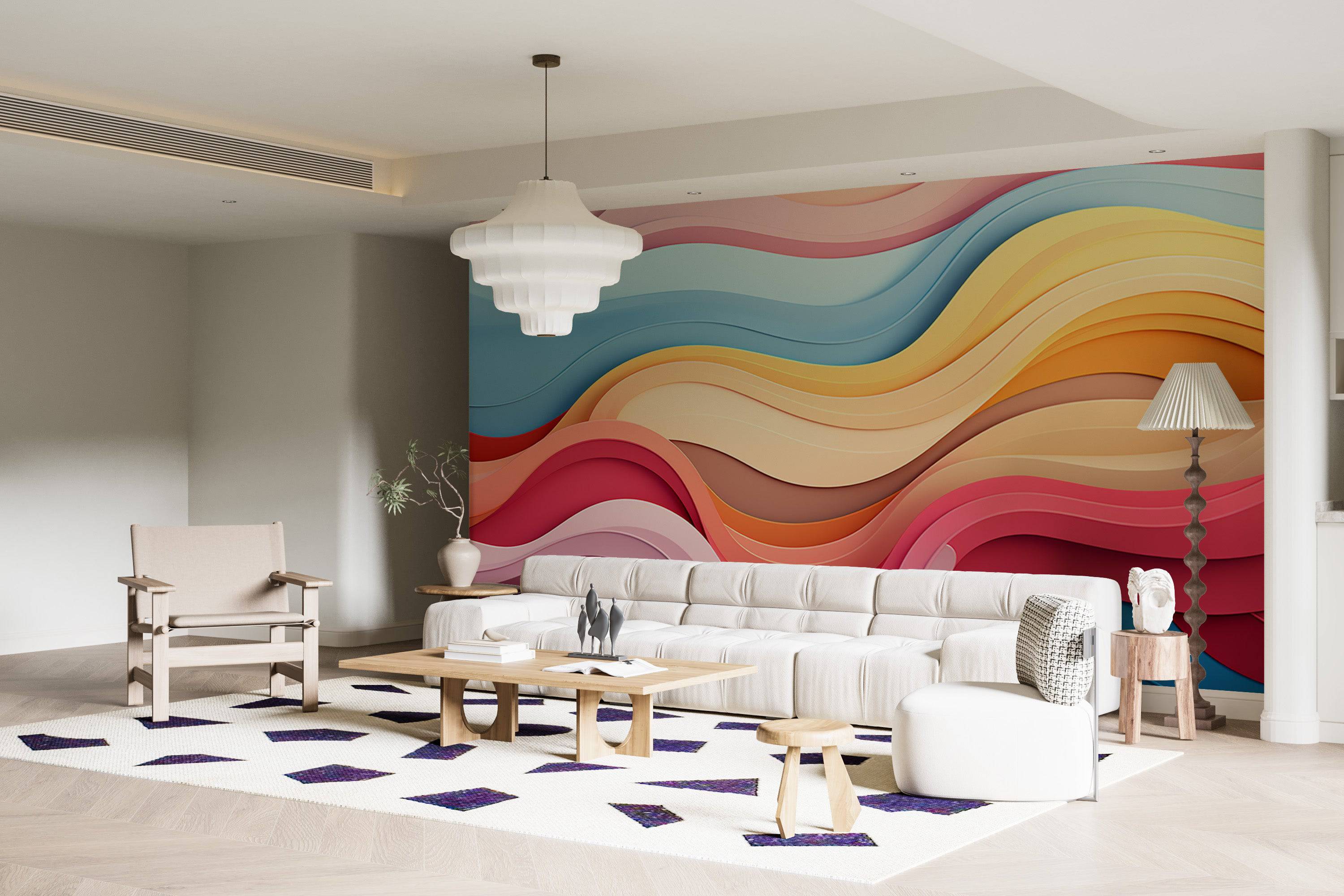 Vibrant Rainbow Wave Abstract Wall Mural-3