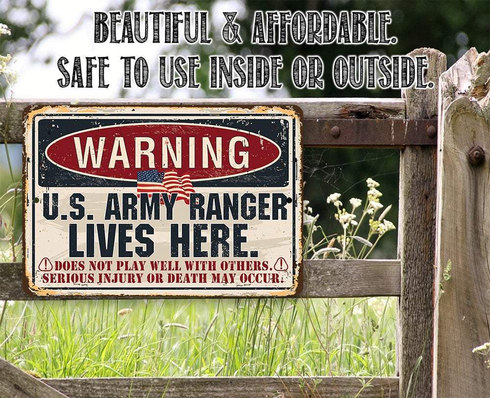 Warning US Army Ranger - Metal Sign