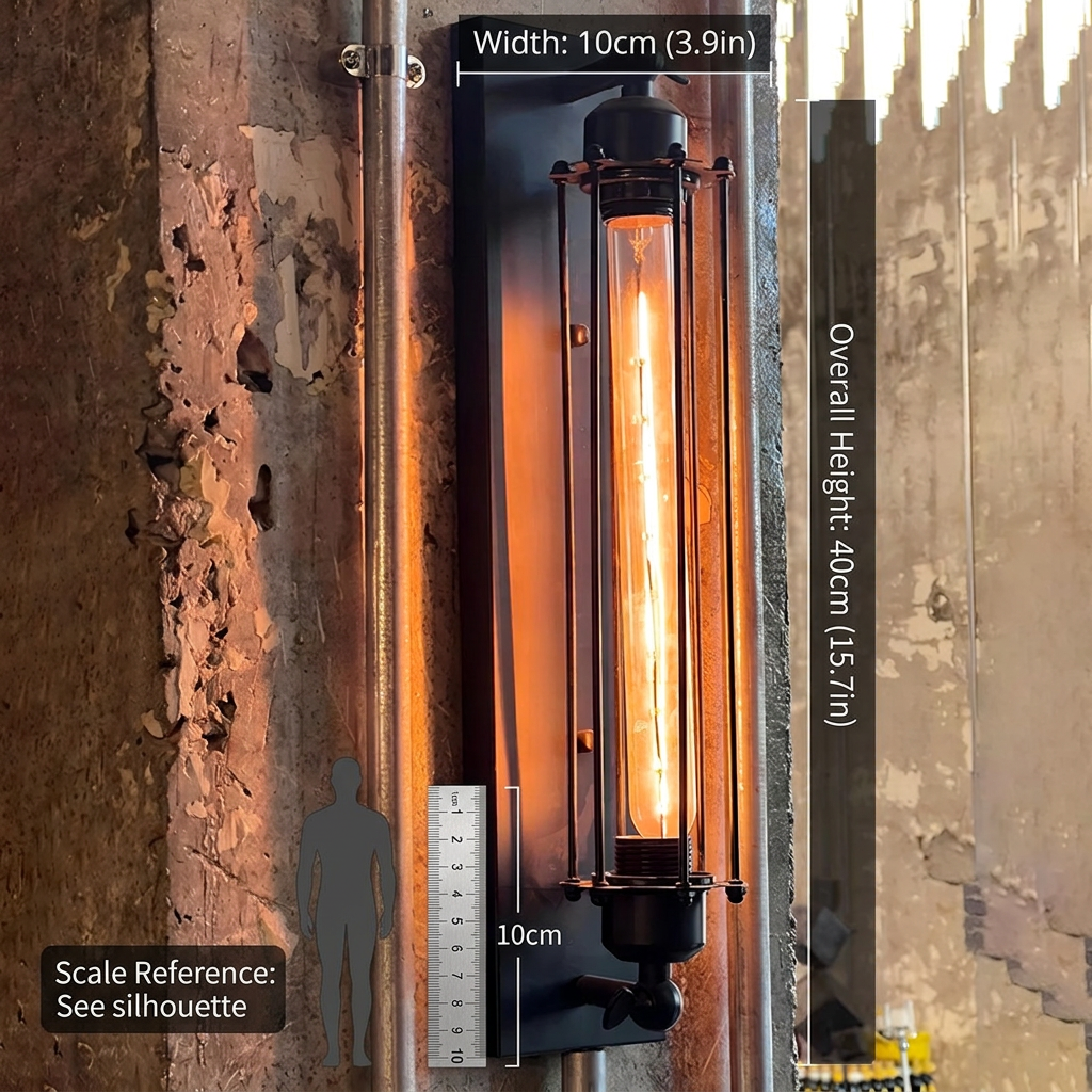 Vintage Industrial LED Wall Sconce Iron Glass 3000K