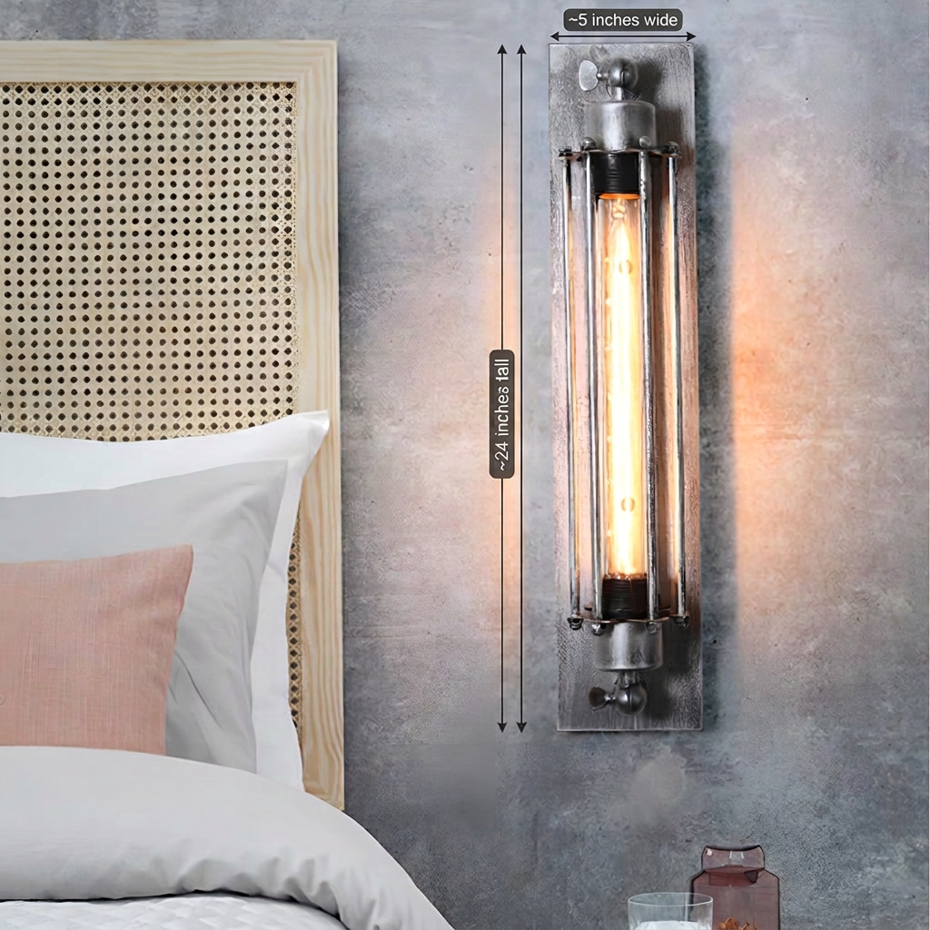 Vintage Industrial LED Wall Sconce Iron Glass 3000K