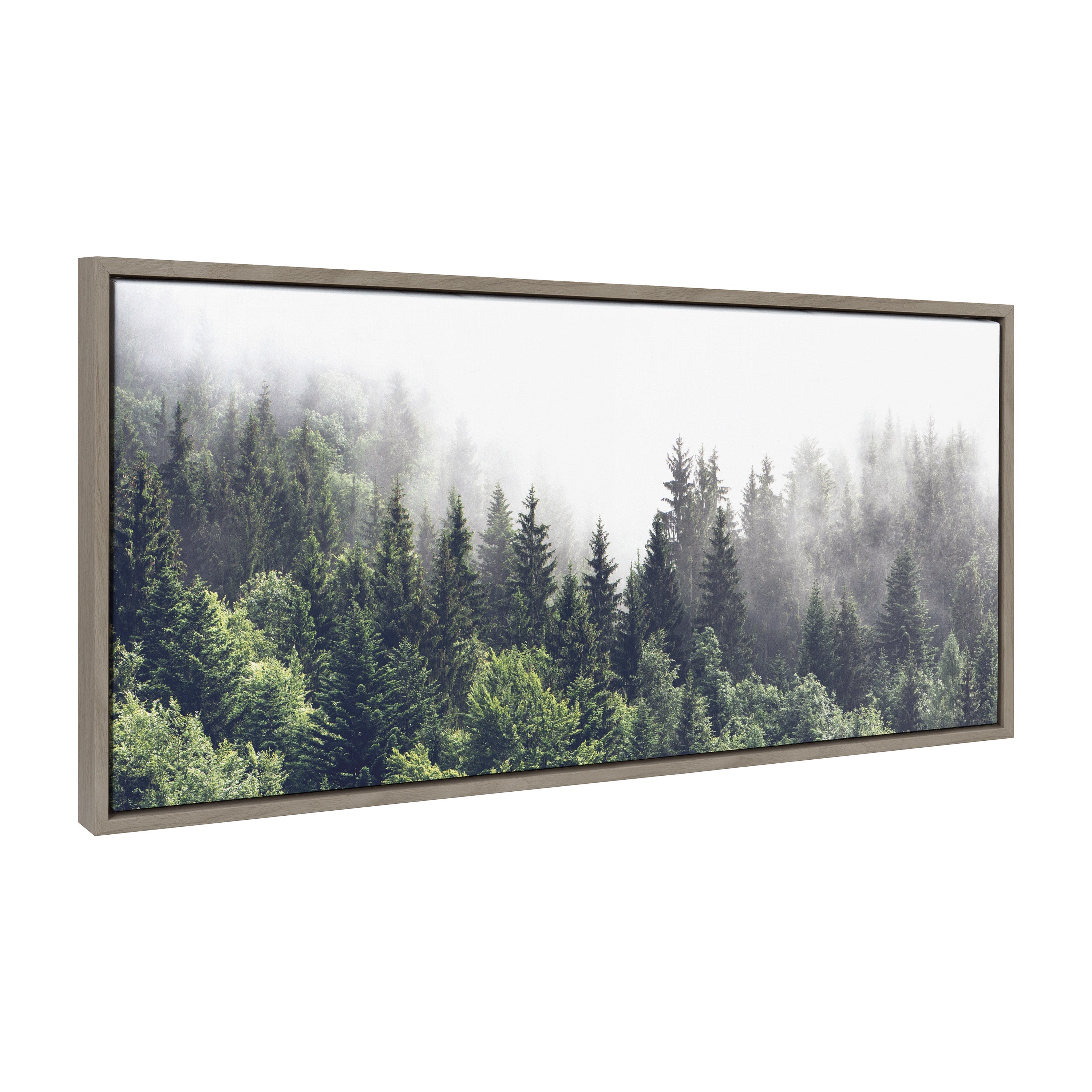 Sylvie Lush Green Forest On A Foggy Day Framed Canvas by The Creative Bunch Studio