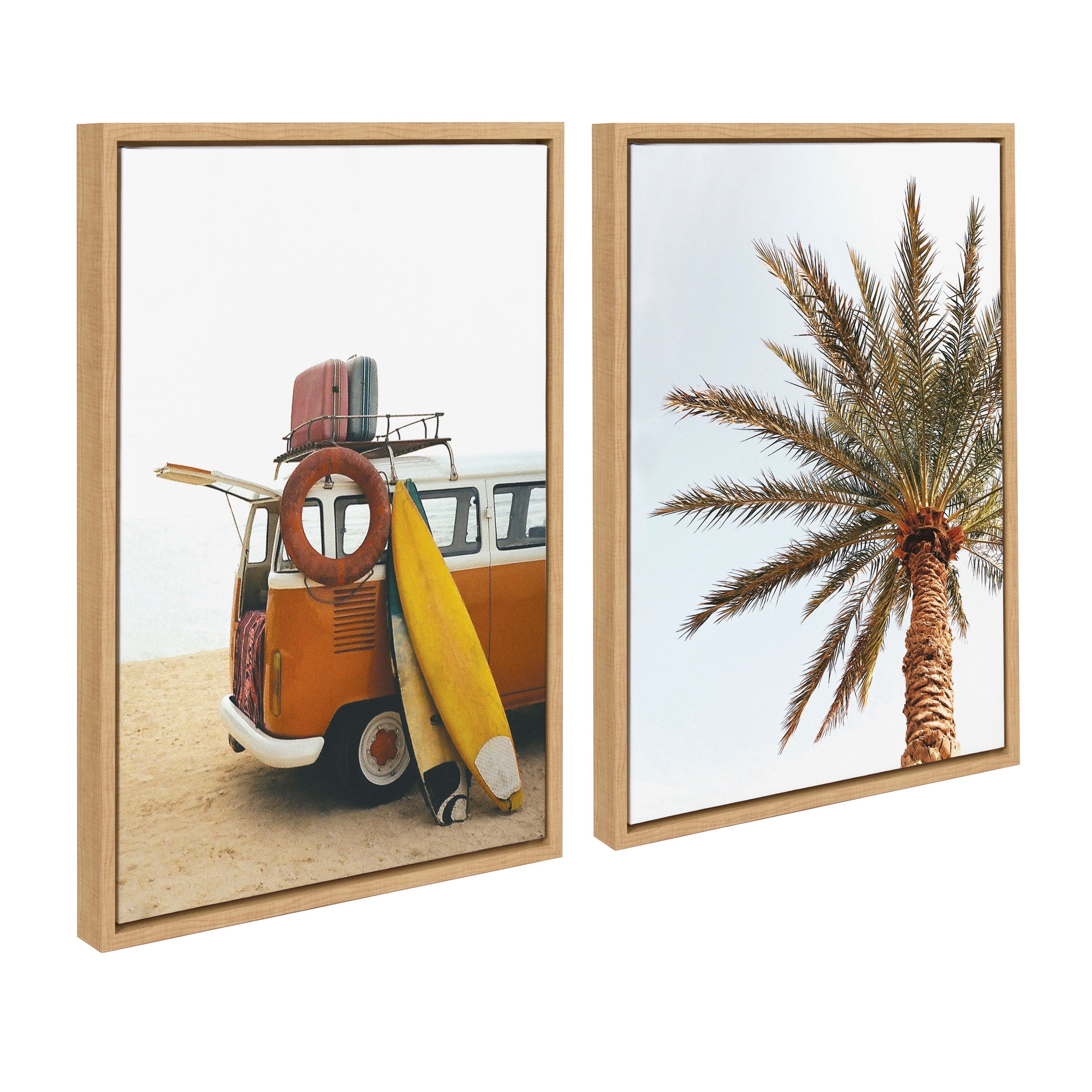 Sylvie Surfboard Paradise Framed Canvas Set by The Creative Bunch Studio