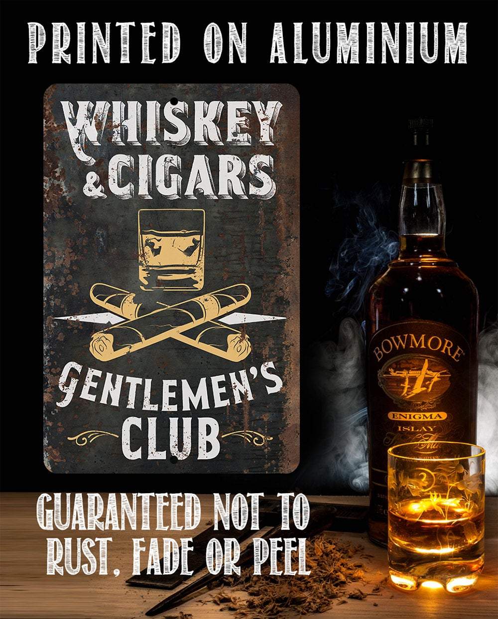 Whiskey & Cigars - Metal Sign