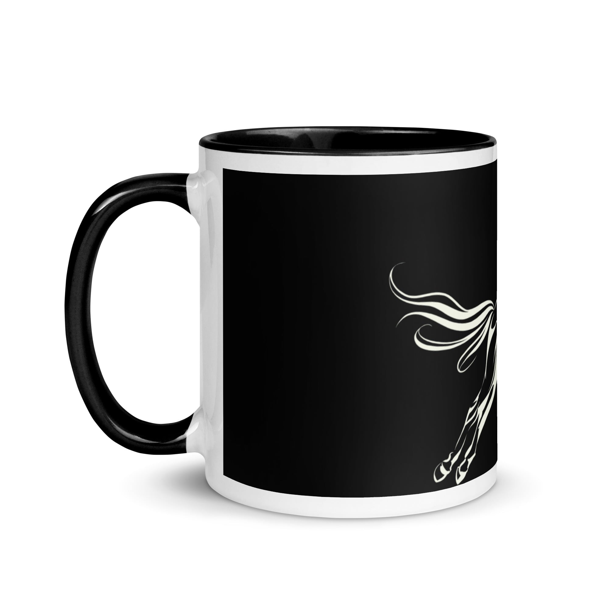 Galloping Grace Coffee Mugs Black & White Horse Art Mug Design By HadiArts-2