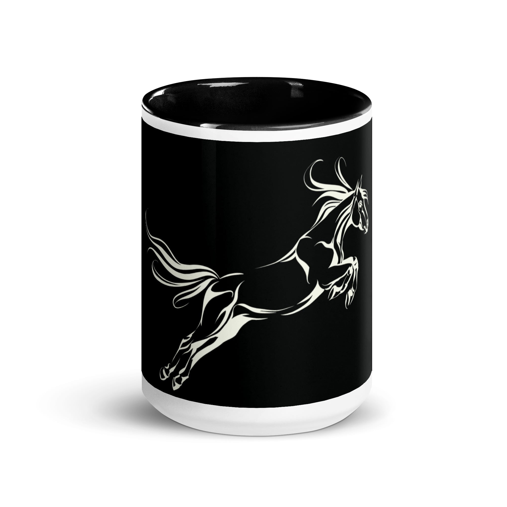 Galloping Grace Coffee Mugs Black & White Horse Art Mug Design By HadiArts-4