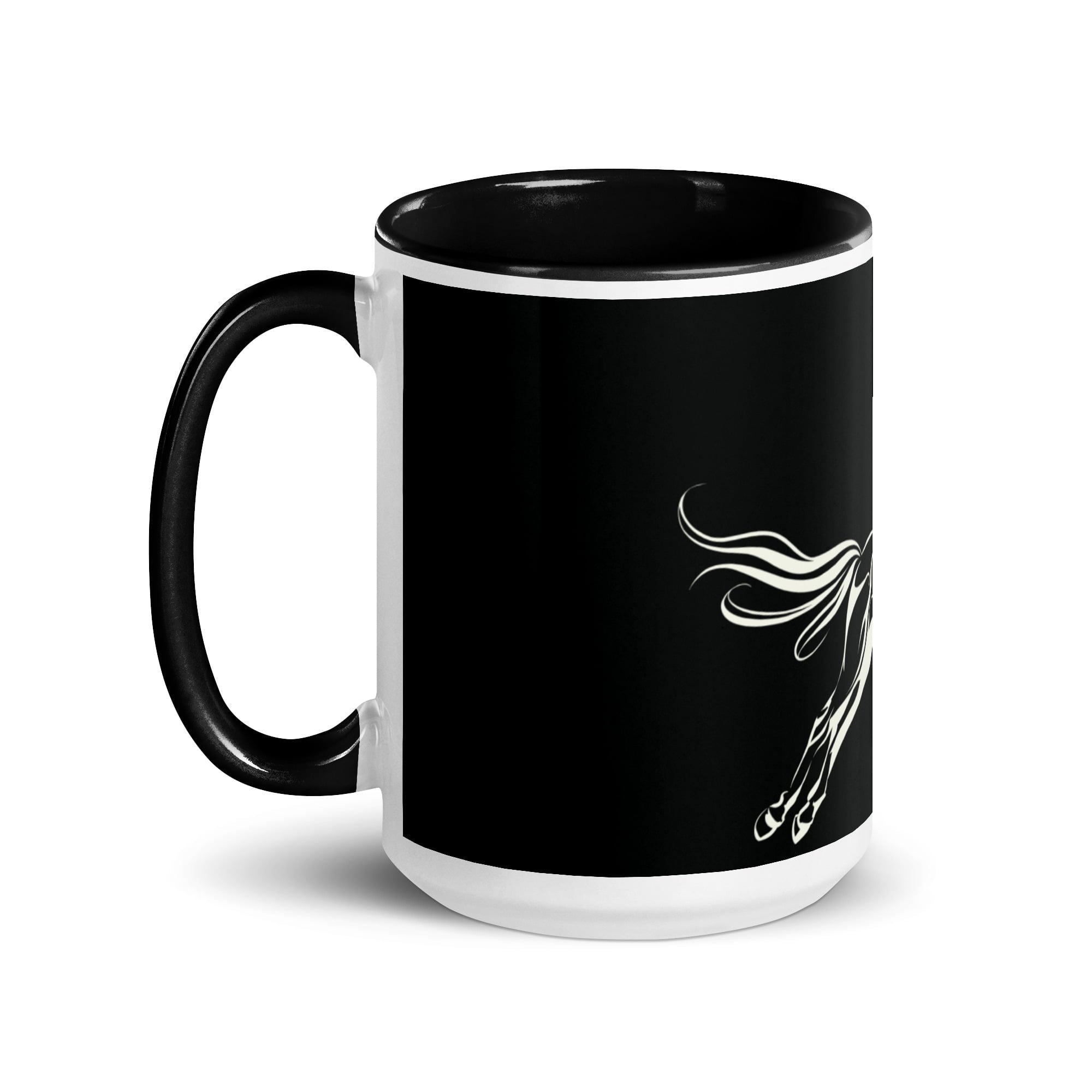 Galloping Grace Coffee Mugs Black & White Horse Art Mug Design By HadiArts-5