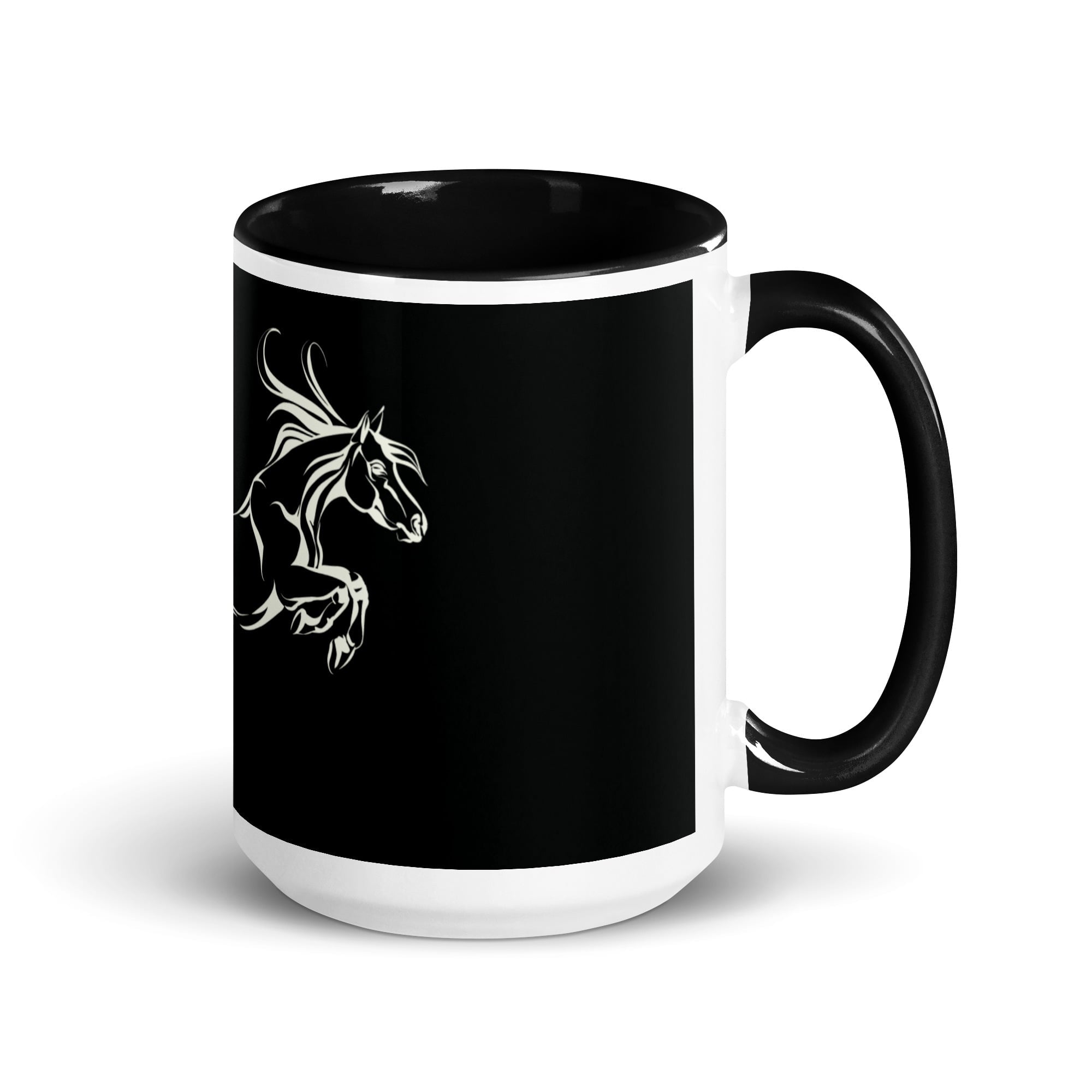 Galloping Grace Coffee Mugs Black & White Horse Art Mug Design By HadiArts-3