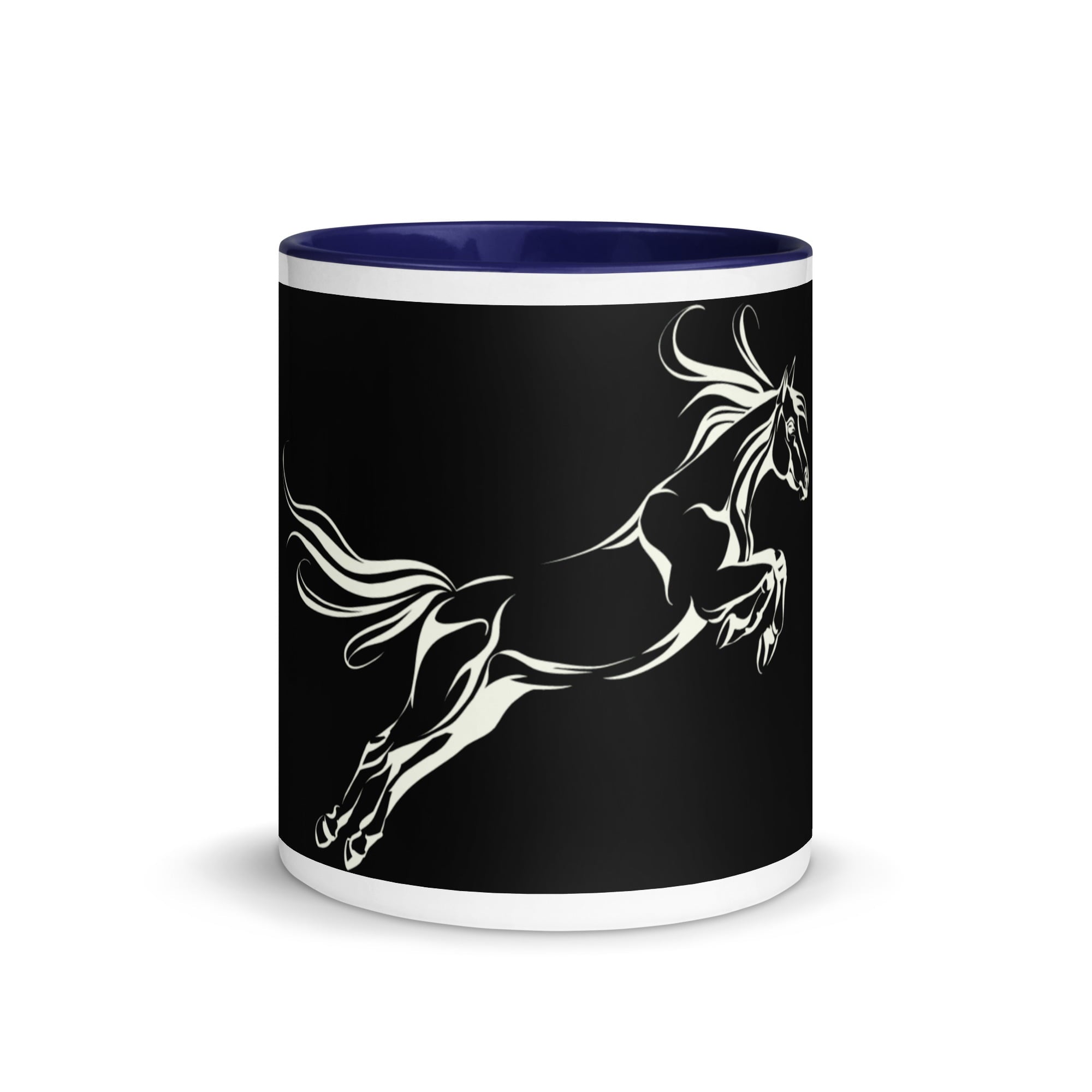 Galloping Grace Coffee Mugs Black & White Horse Art Mug Design By HadiArts-7