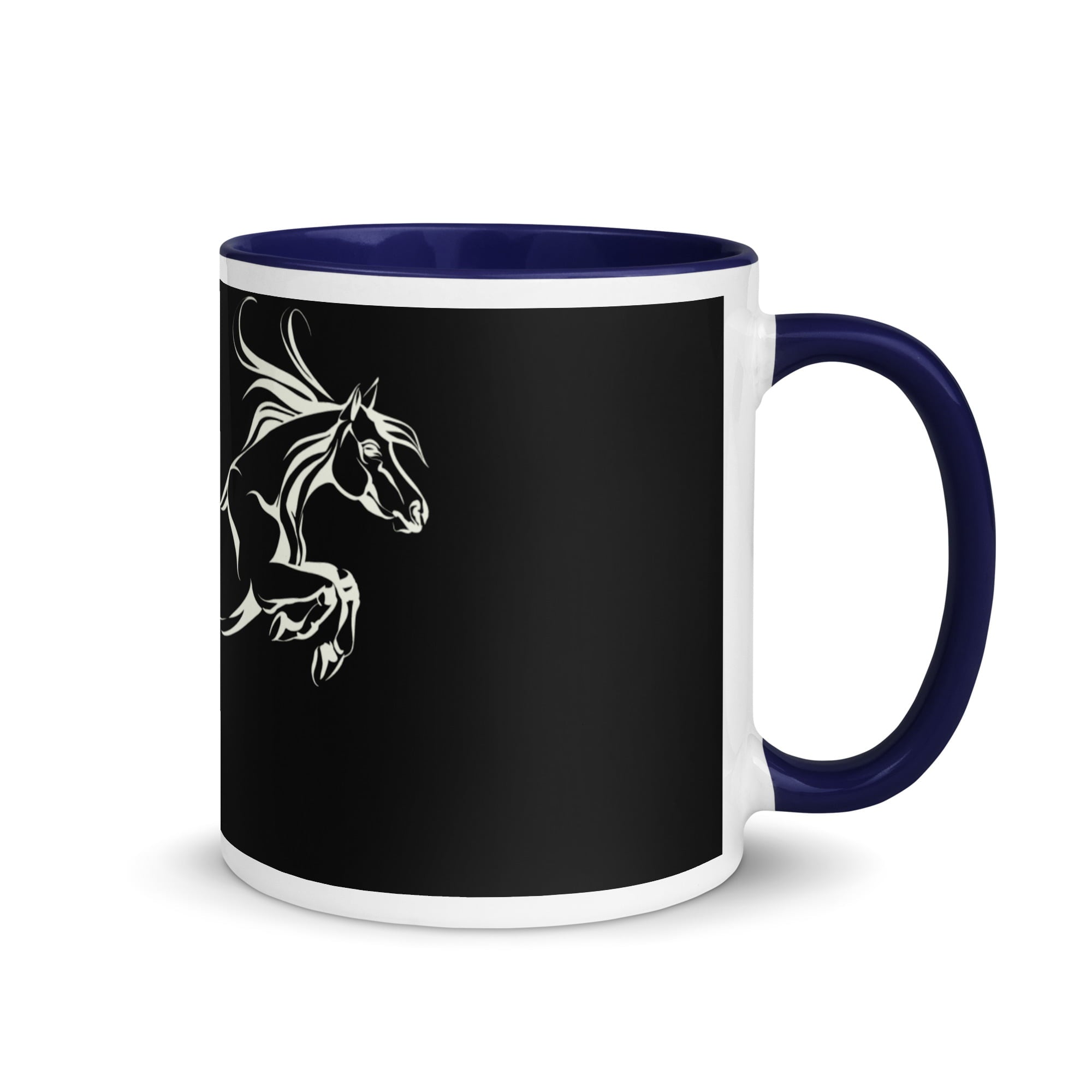 Galloping Grace Coffee Mugs Black & White Horse Art Mug Design By HadiArts-6