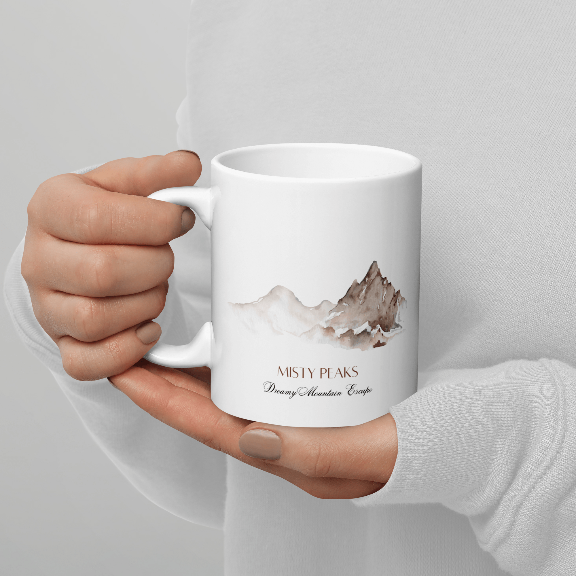 Misty Peaks Coffee Mug Dreamy Mountain Watercolor Art-8