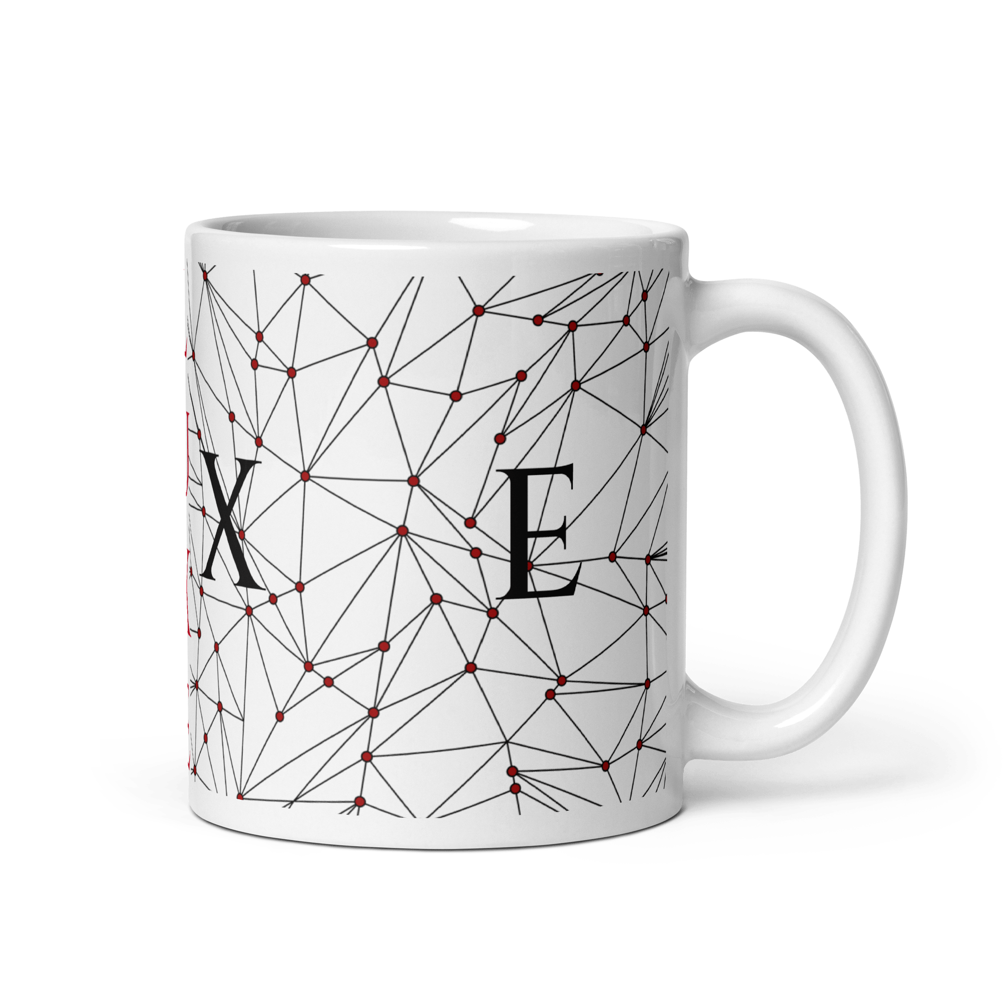 White Glossy Coffee Mugs Luxe with Geometric Design By HadiArts-7