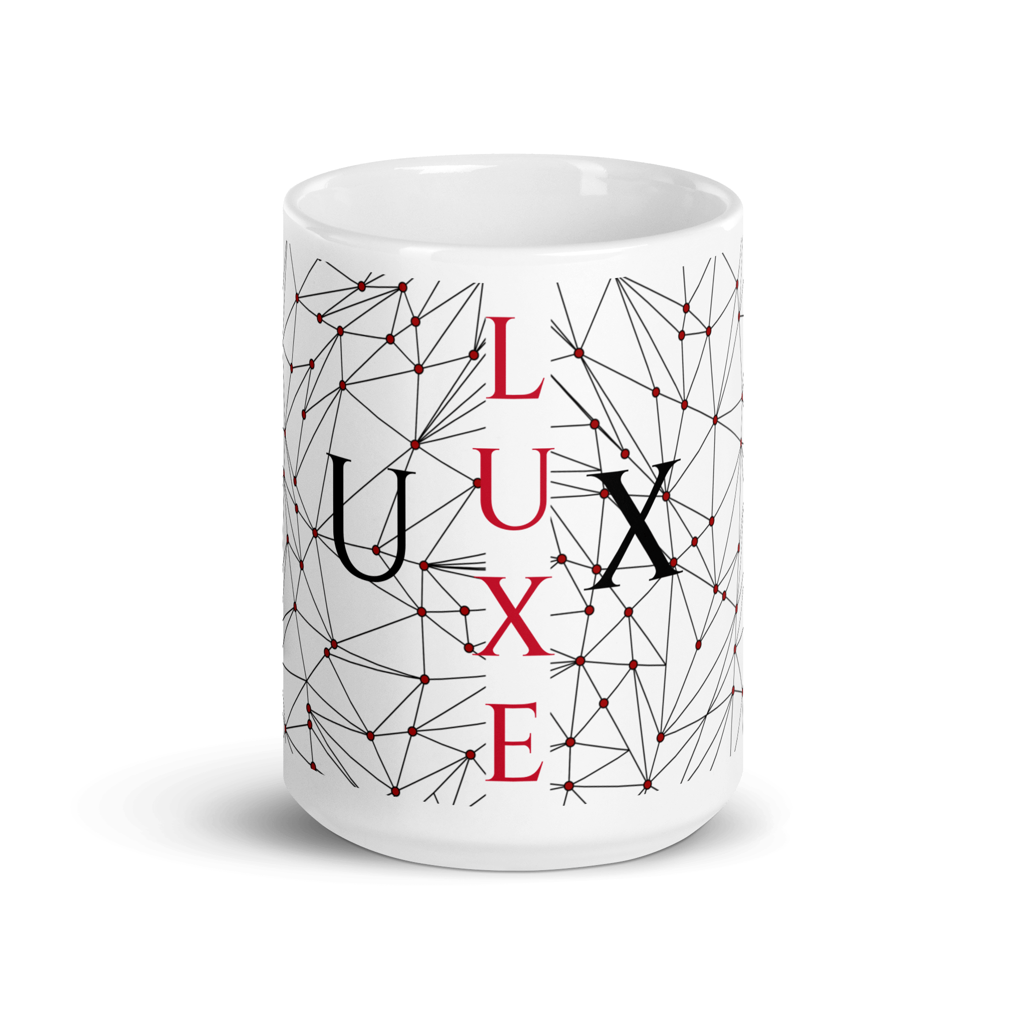 White Glossy Coffee Mugs Luxe with Geometric Design By HadiArts-8