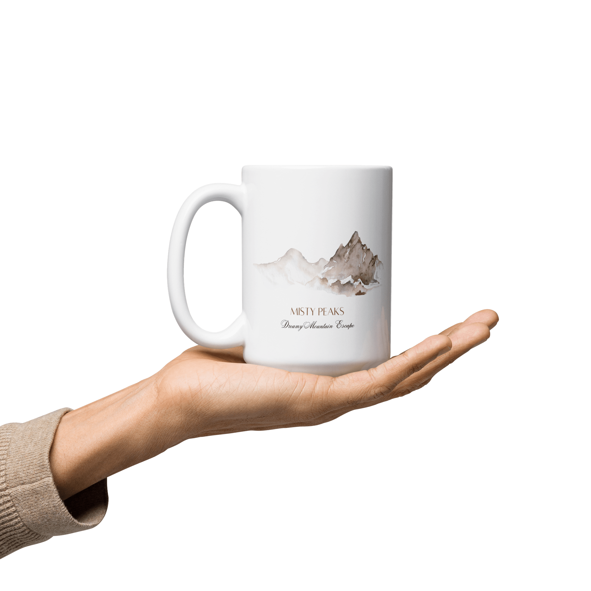 Misty Peaks Coffee Mug Dreamy Mountain Watercolor Art-4