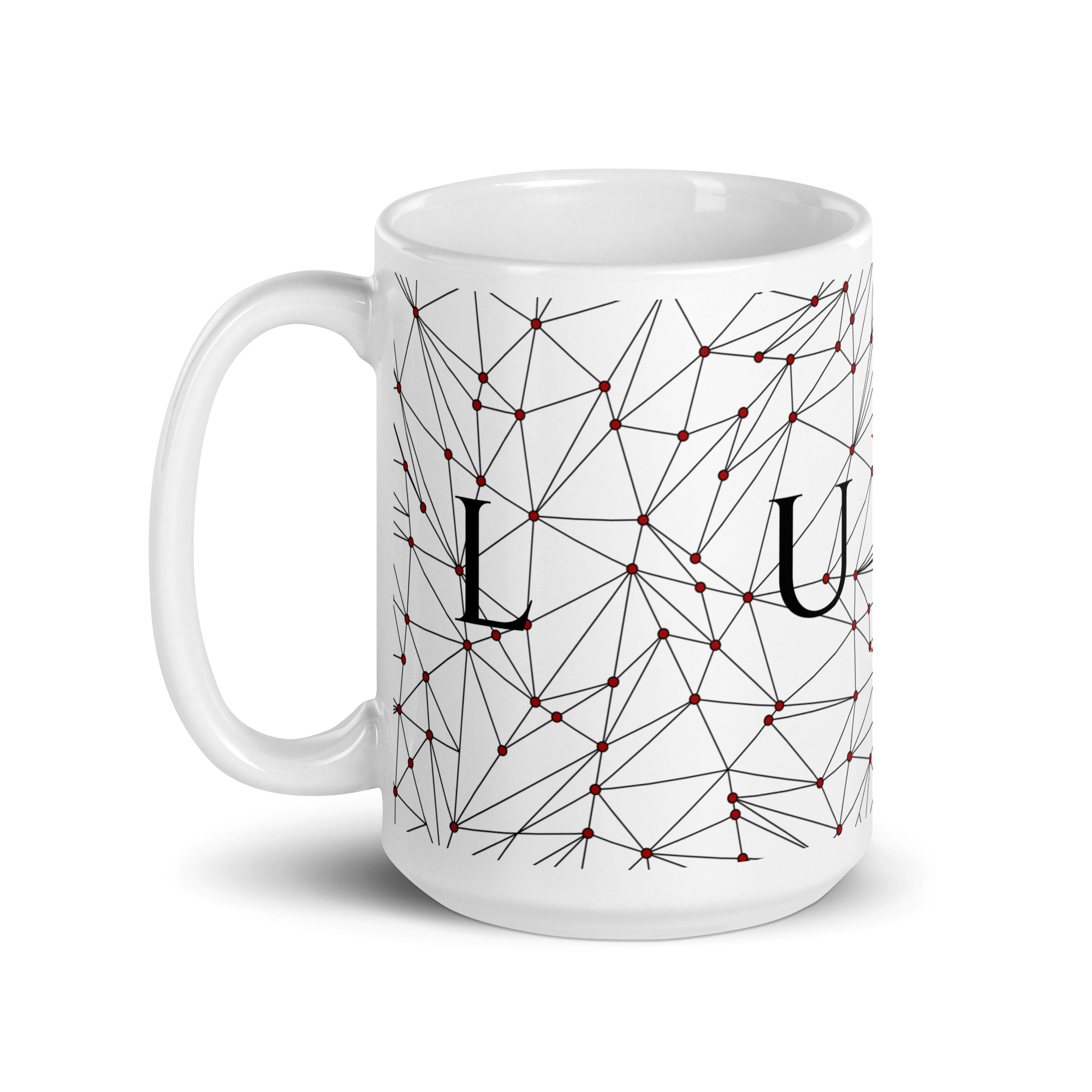 White Glossy Coffee Mugs Luxe with Geometric Design By HadiArts-13