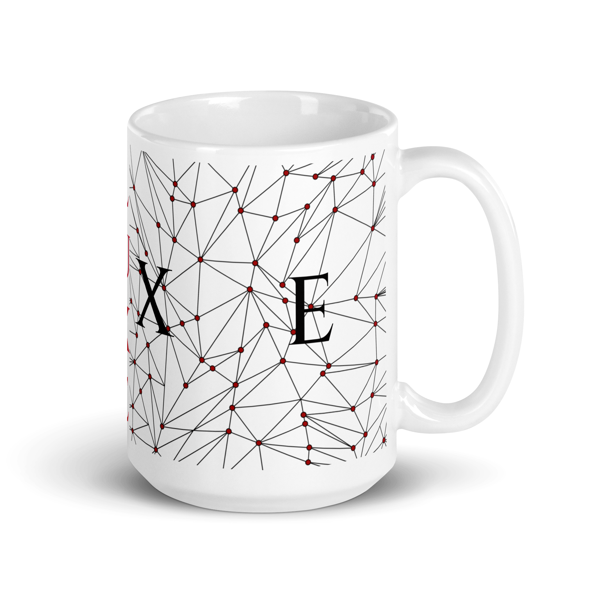 White Glossy Coffee Mugs Luxe with Geometric Design By HadiArts-17