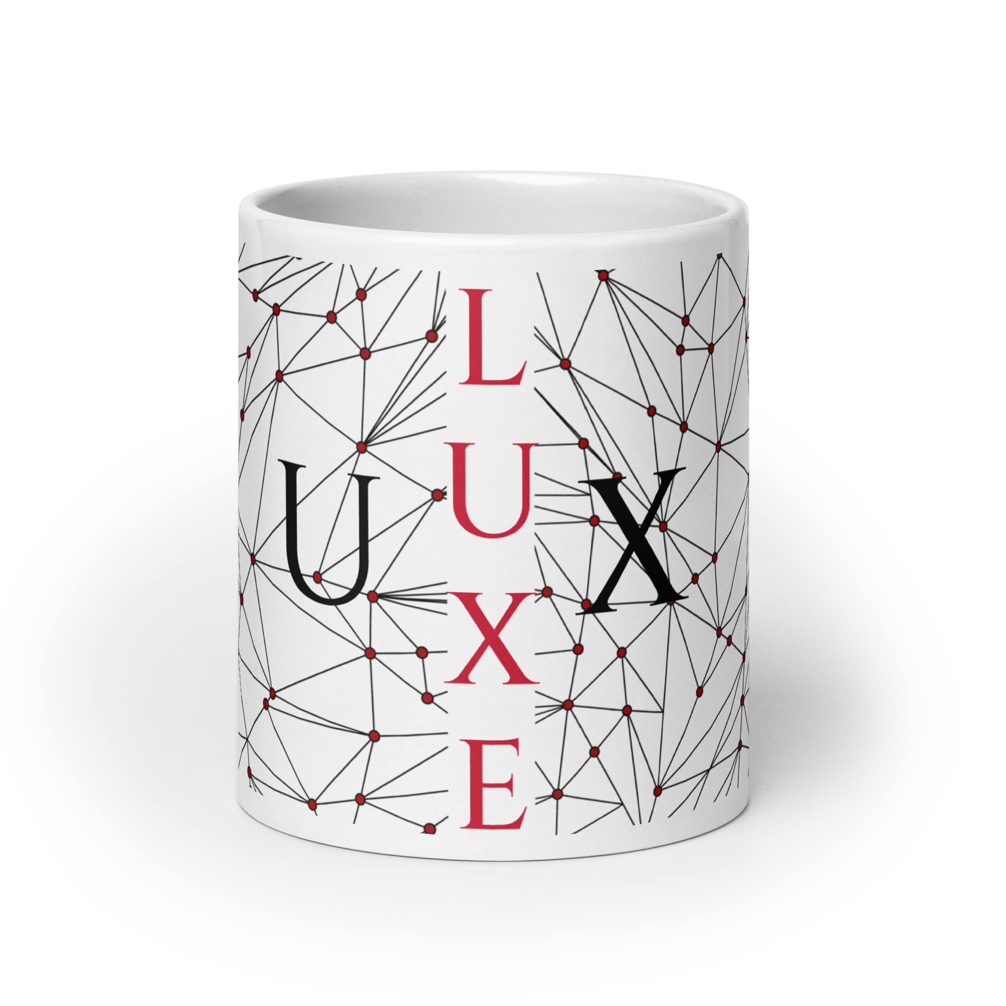 White Glossy Coffee Mugs Luxe with Geometric Design By HadiArts-23