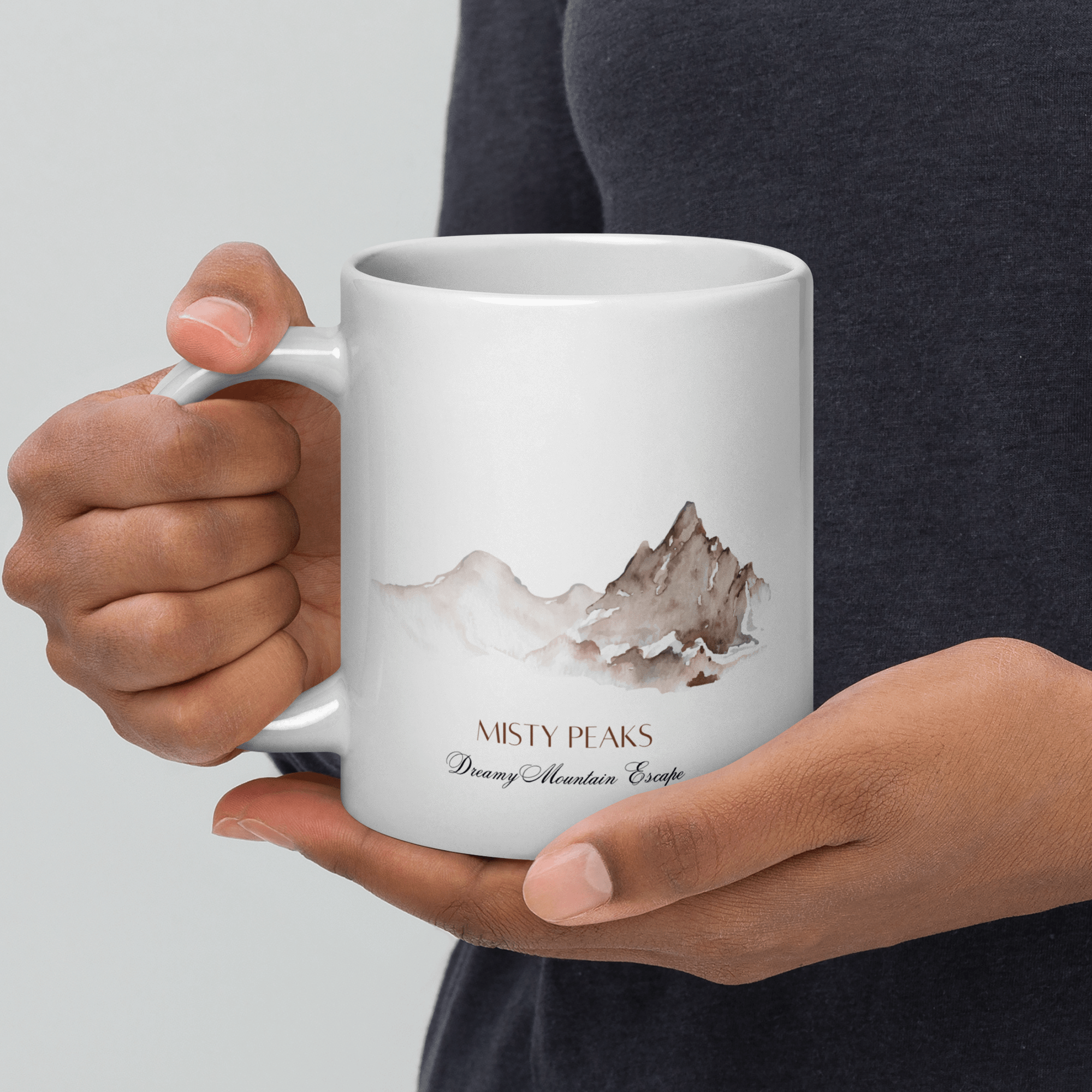 Misty Peaks Coffee Mug Dreamy Mountain Watercolor Art-11