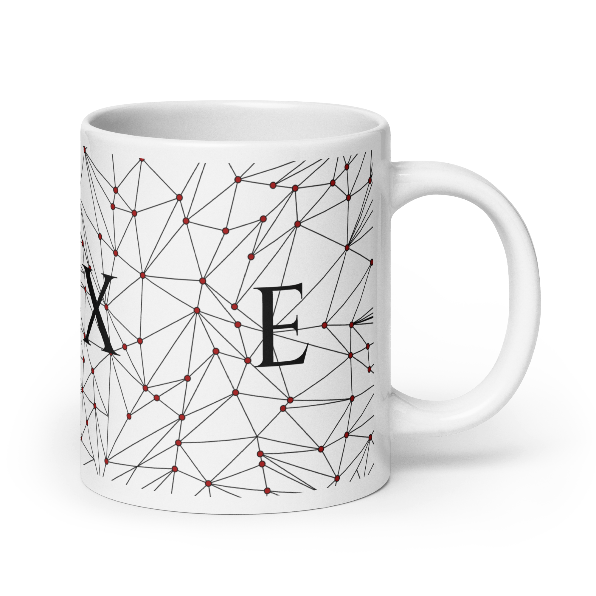 White Glossy Coffee Mugs Luxe with Geometric Design By HadiArts-25